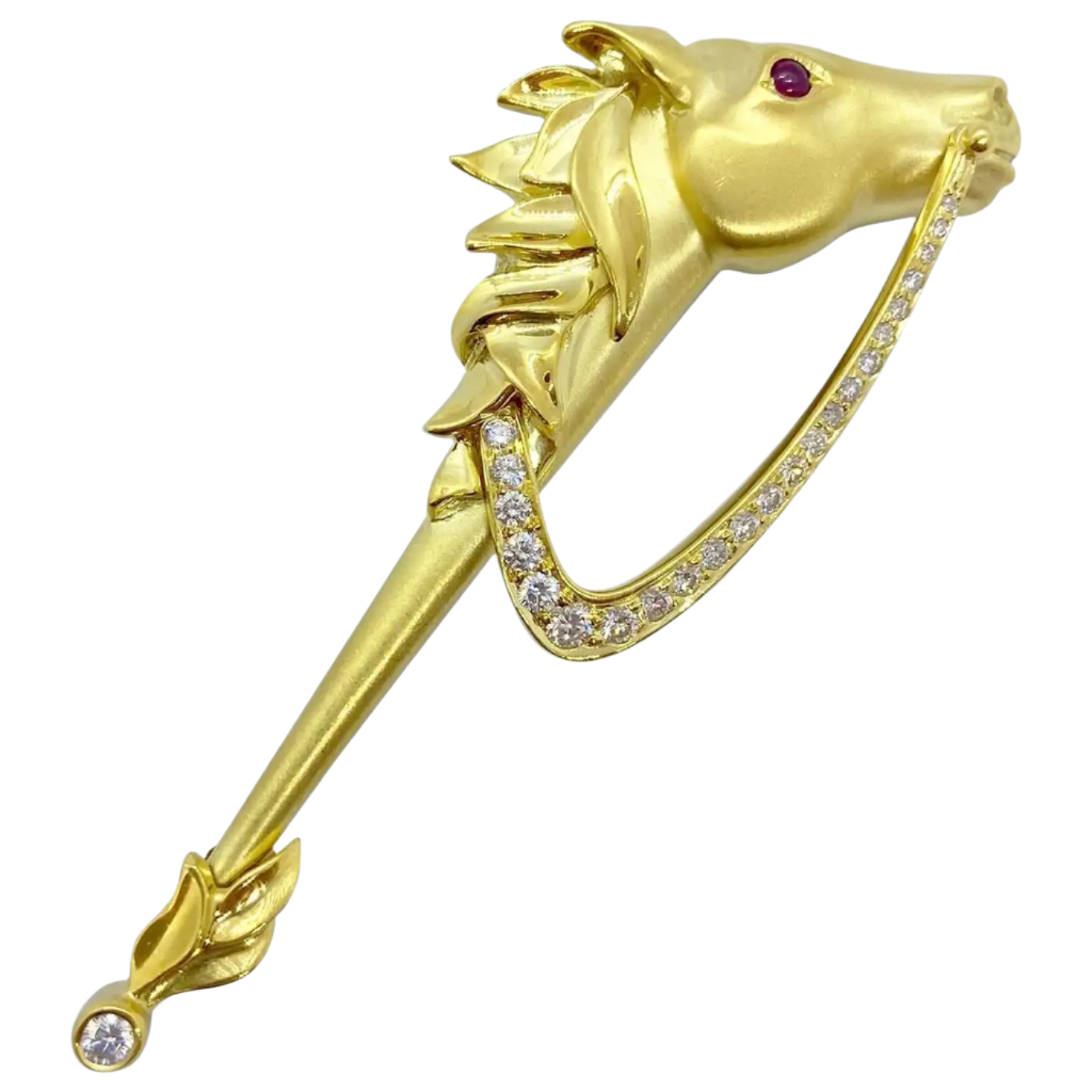 Albert Lipten 18k Solid Yellow Gold Horse Brooch with Diamonds