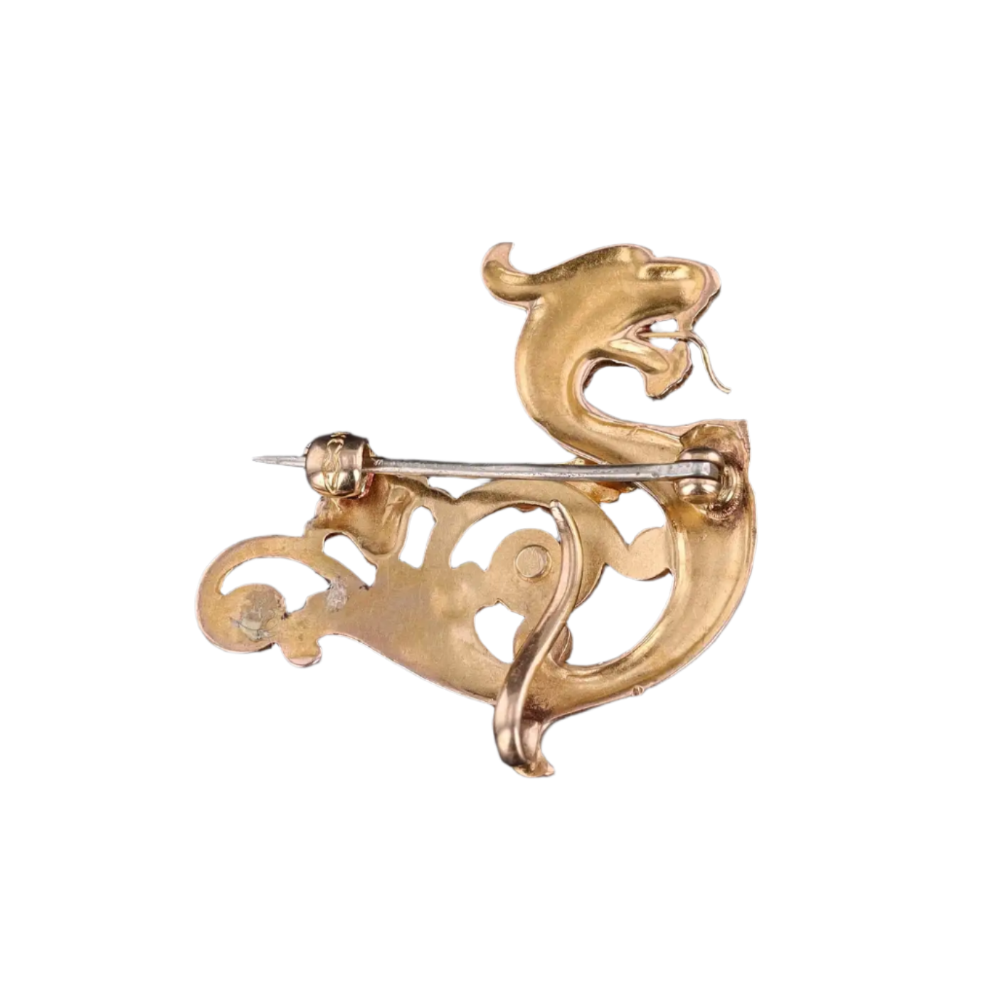 Antique Griffin Brooch in 18k Solid Yellow Gold