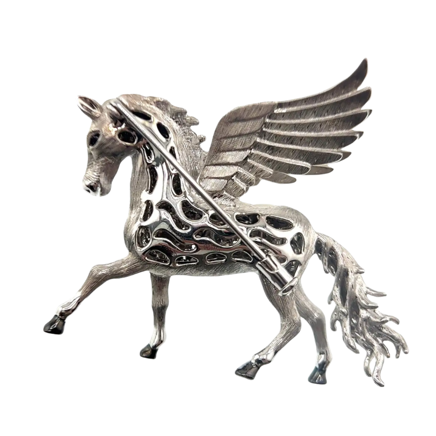 18K Solid White Gold Diamond Horse Brooch and Pendant