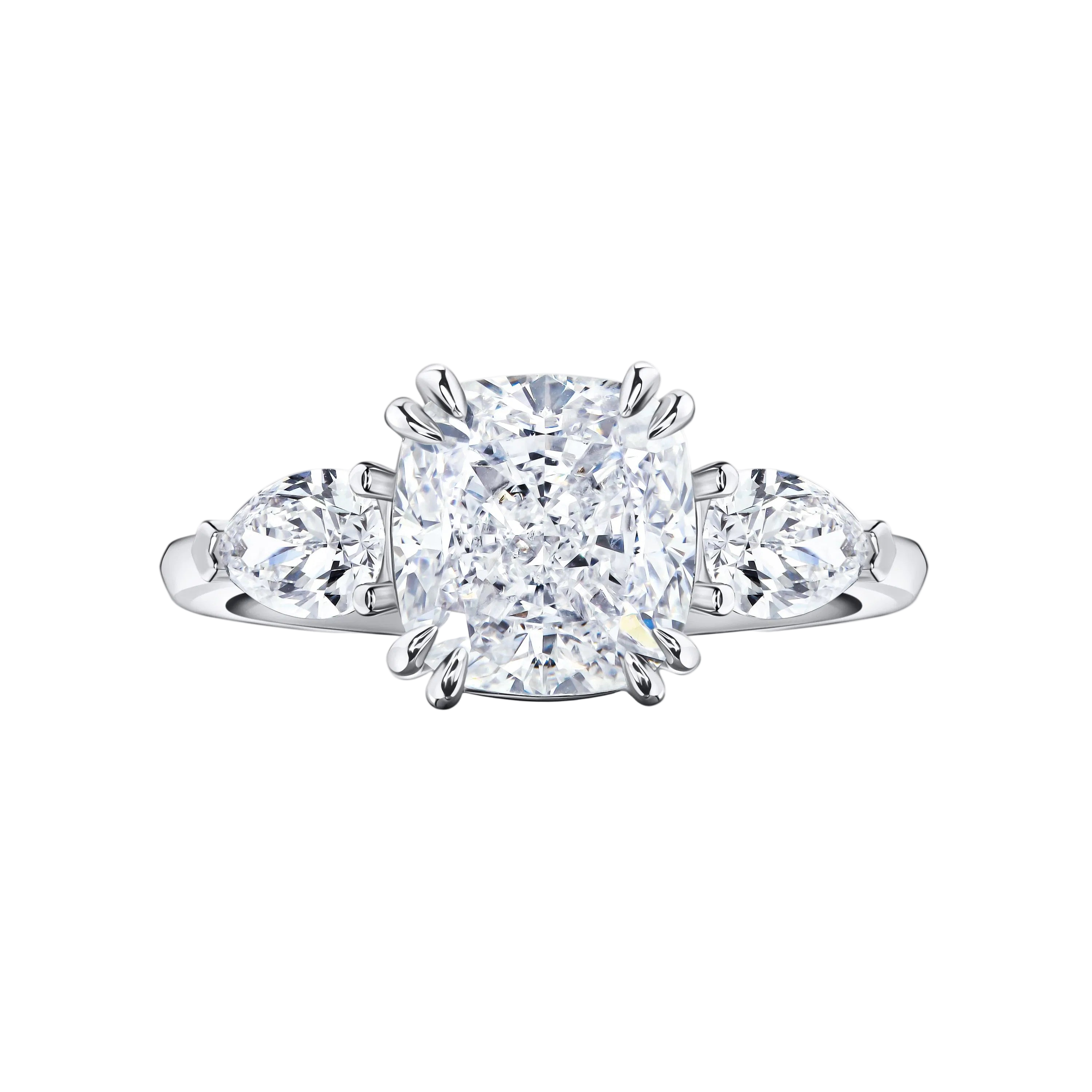 18k Solid White Gold Cushion Cut Diamond Ring 3.65 CTW