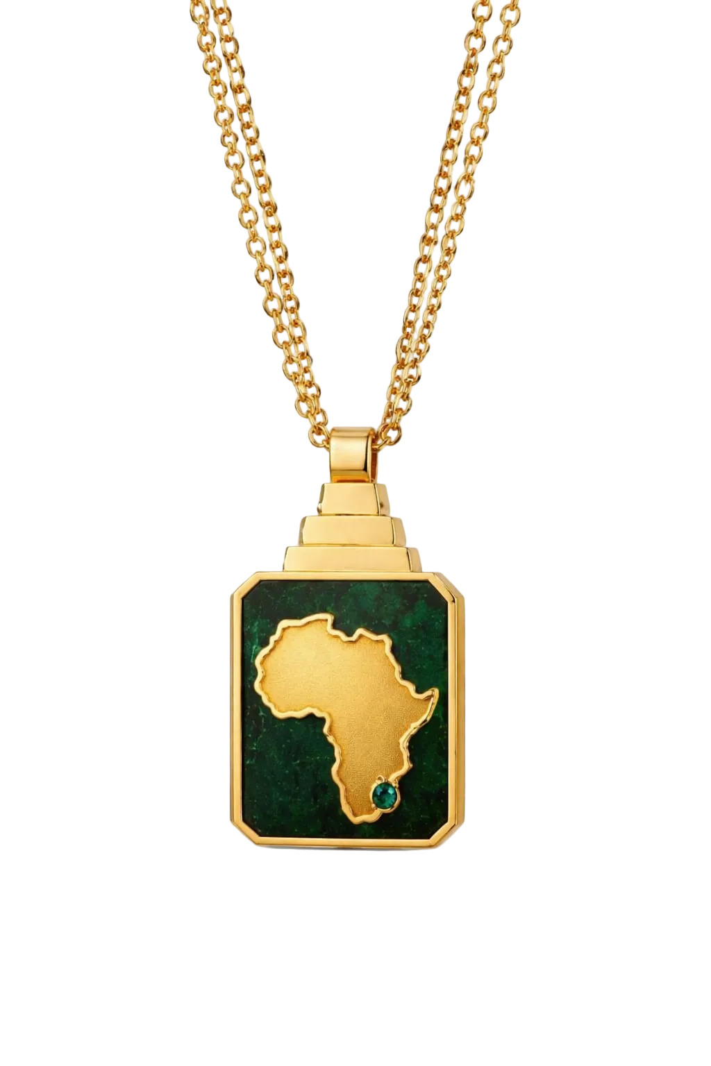18K Solid Yellow Gold and Enamel South African Tribute Pendant on Adjustable Chain