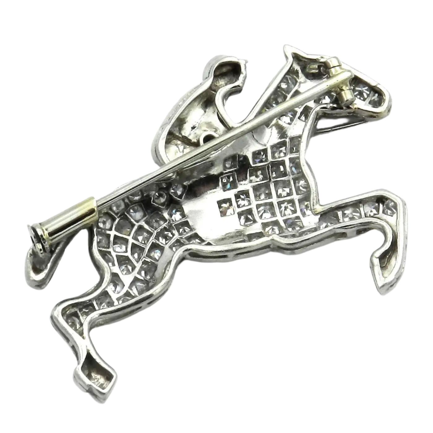 Art Deco 1.5ct Diamond and Enamel Jockey Platinum Brooch Circa 1920