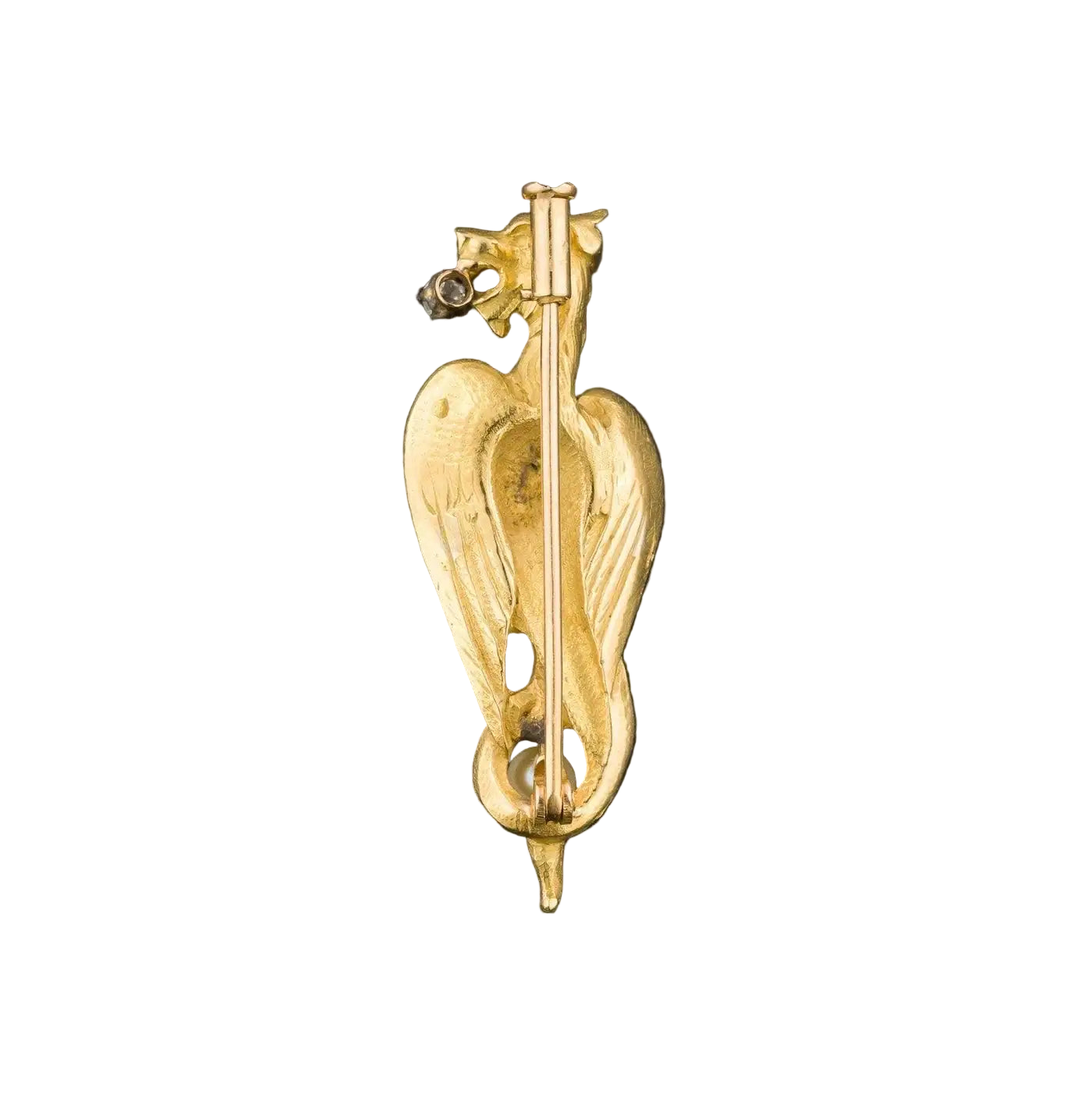 Antique French Griffin Brooch of 18k Solid Yellow Gold