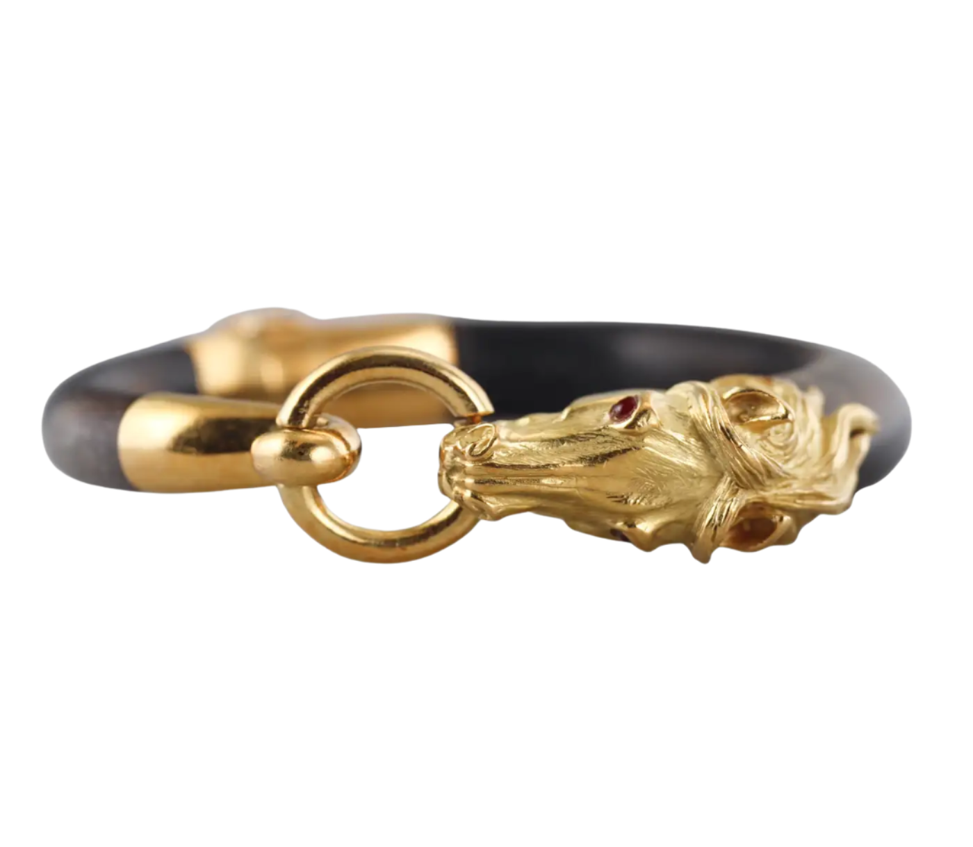 18k Yellow Gold and Wood Horse Bangle 92g