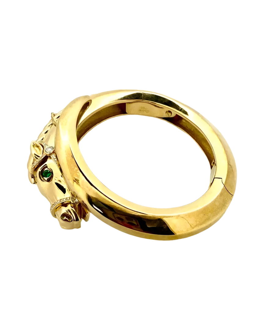 Vintage Cartier 1970's 18K Yellow Gold Horse Bangle