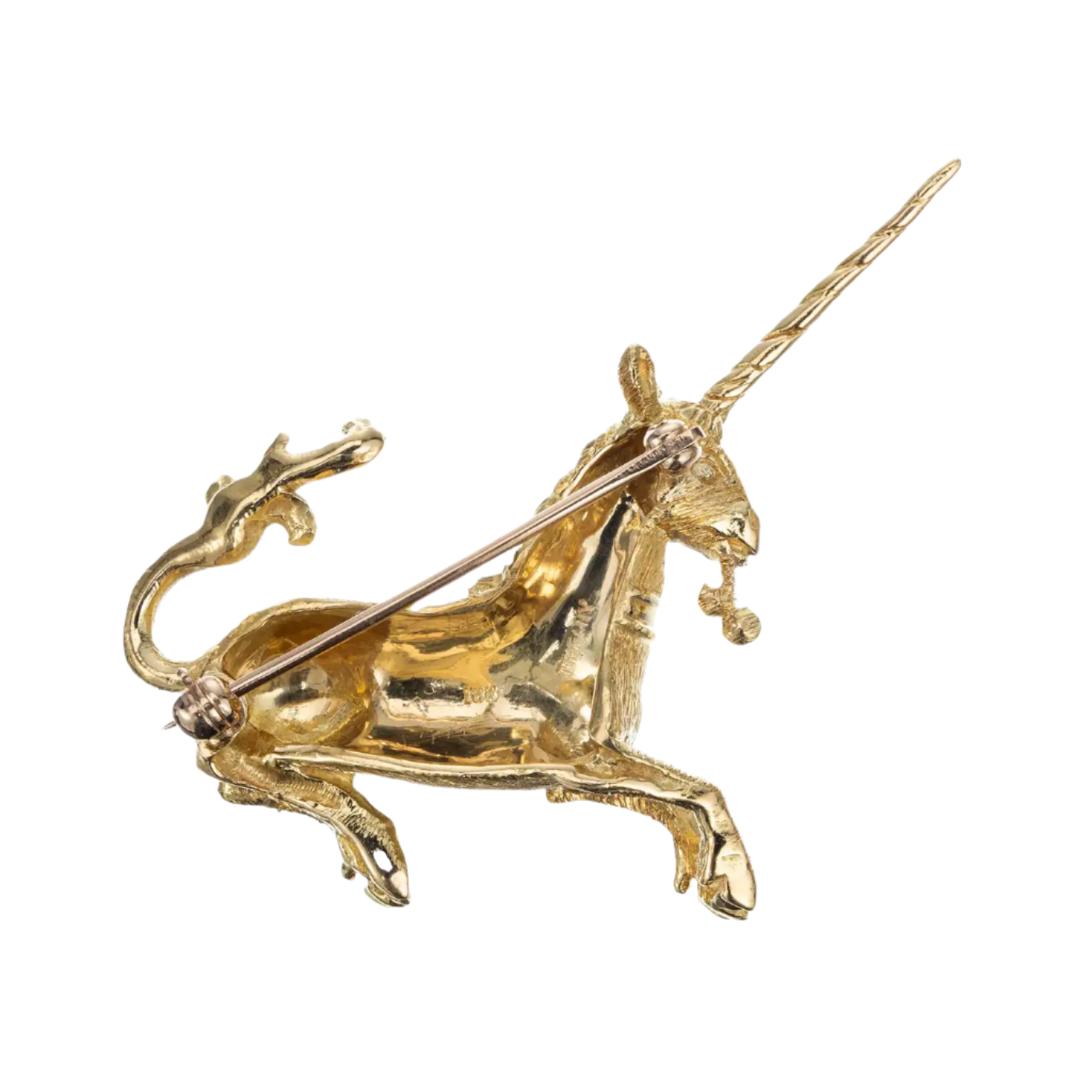 Tiffany & Co . 18k Solid Yellow Gold Unicorn Ruby Brooch