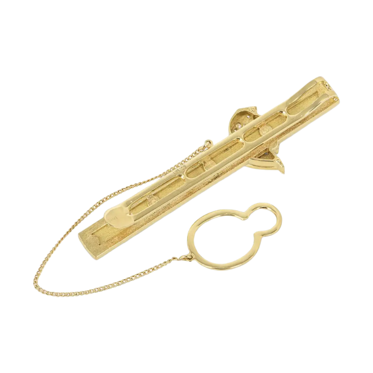 Gold and Diamond Horse Tie Slide and Cufflink Set in 18k Solid Yellow Gold.