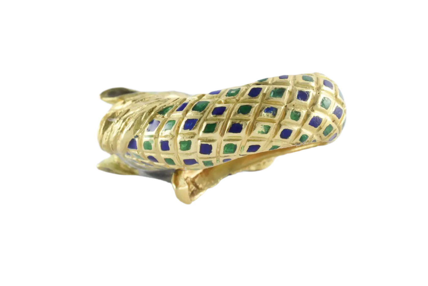 18k Solid Yellow Gold Estate Diamond and Enamel Horse Head Ring