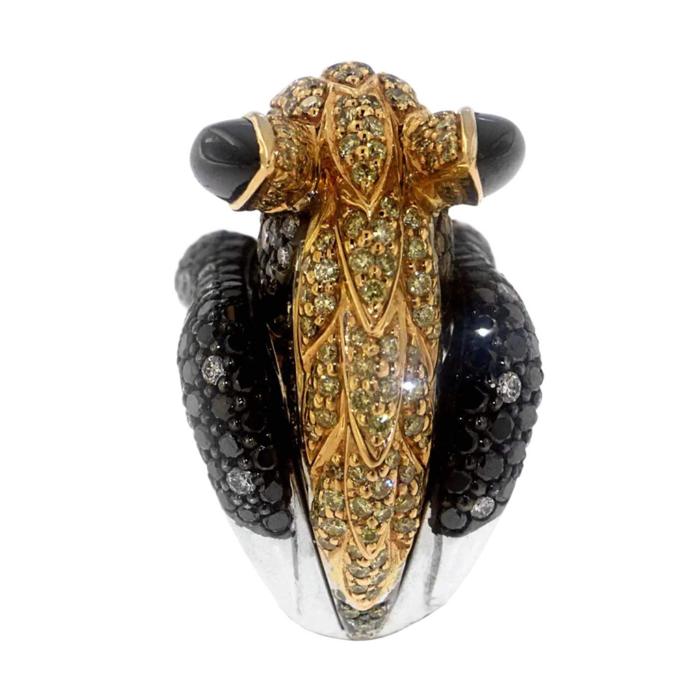 Magnificent Stallion Horse Spinel Cocktail Ring with Diamonds in 18k Solid Gold