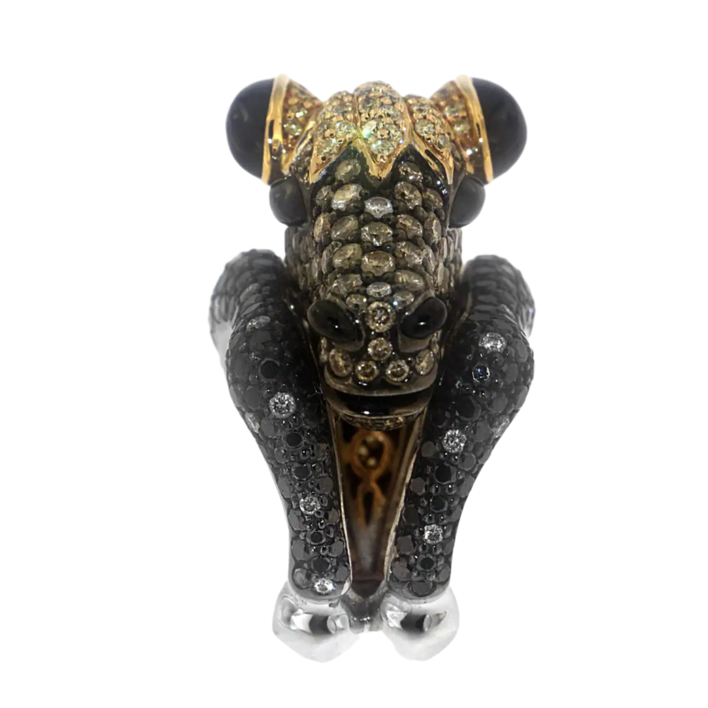 Magnificent Stallion Horse Spinel Cocktail Ring with Diamonds in 18k Solid Gold