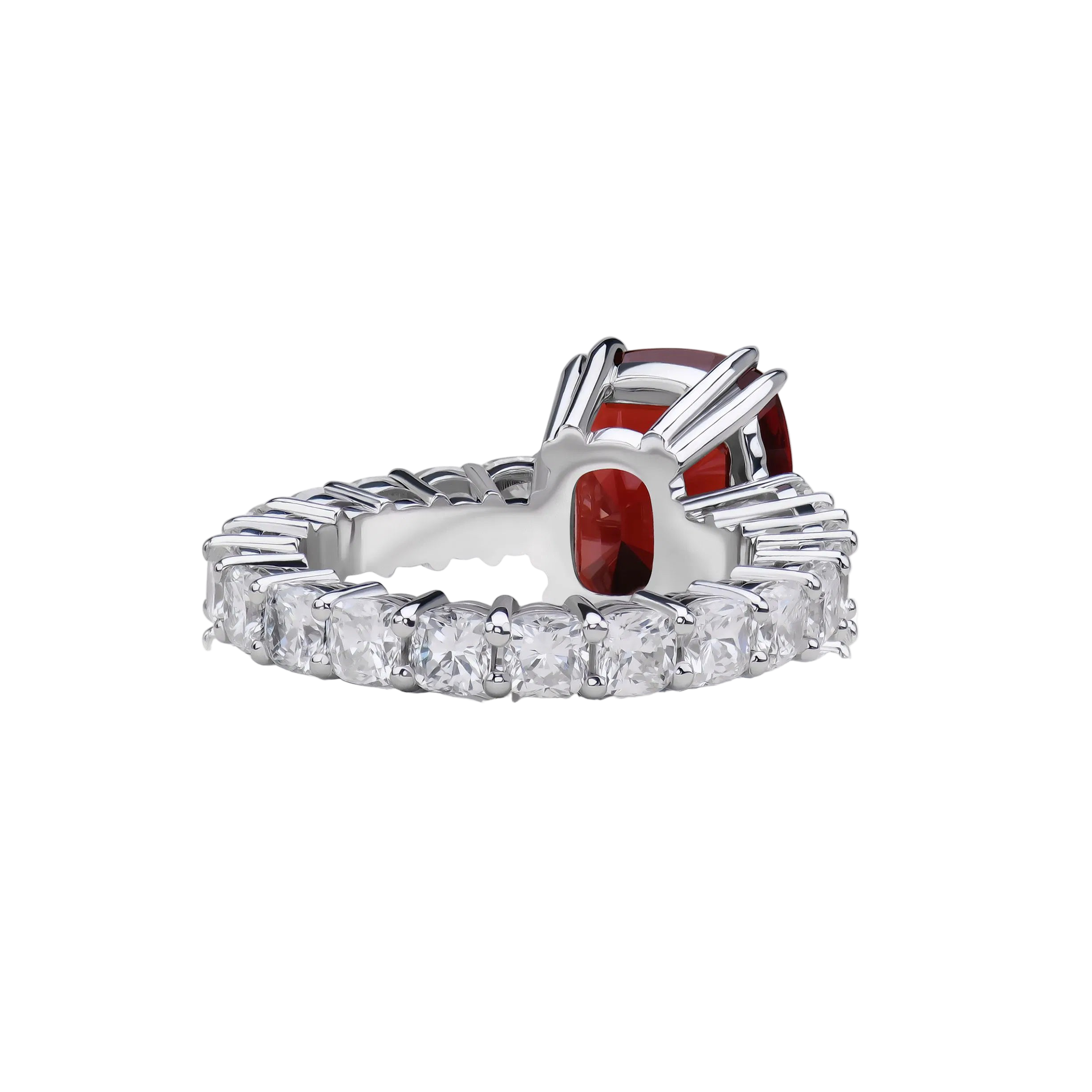 18k Solid White Gold Fiery Rubellite and Diamond Cocktail Ring 5.24 CTW