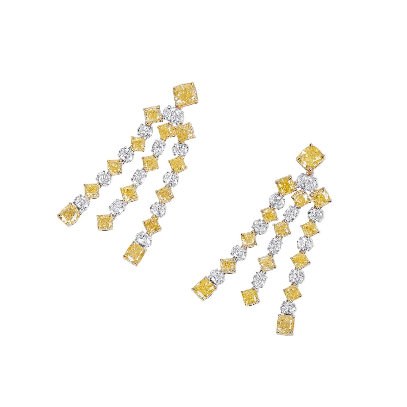 Natural Fancy Yellow & Diamond Cocktail Earrings in 18K Gold, 12.77CTW