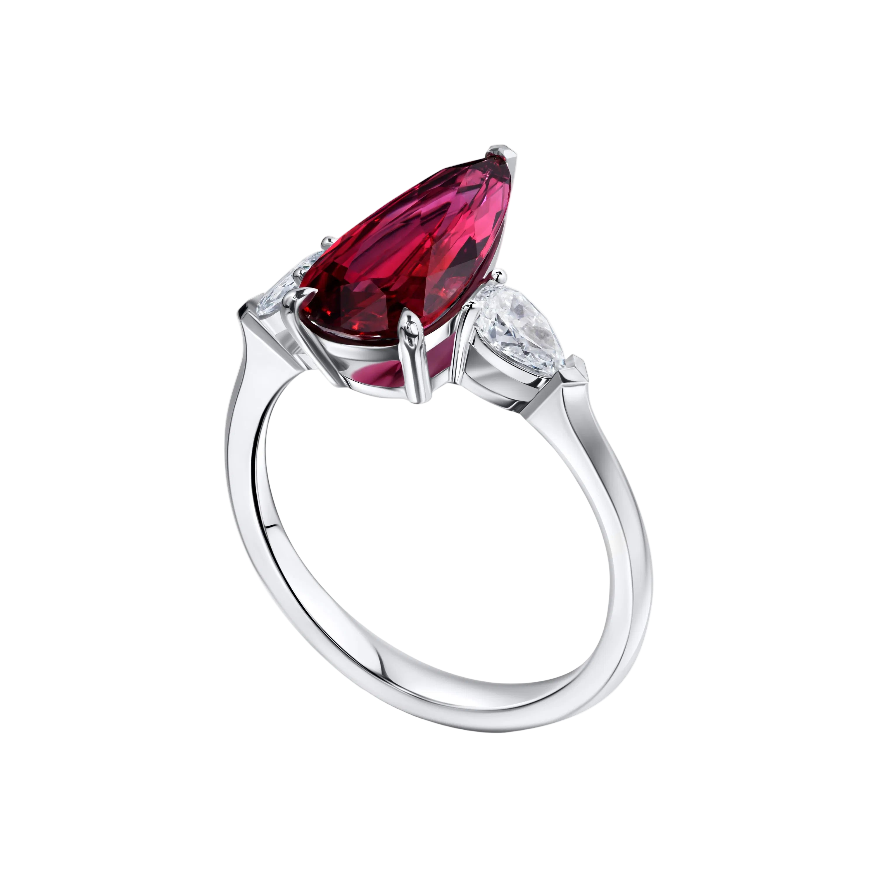 18k Solid Gold Intense Pink Tourmaline and Diamond Trilogy Ring 3.40 CTW