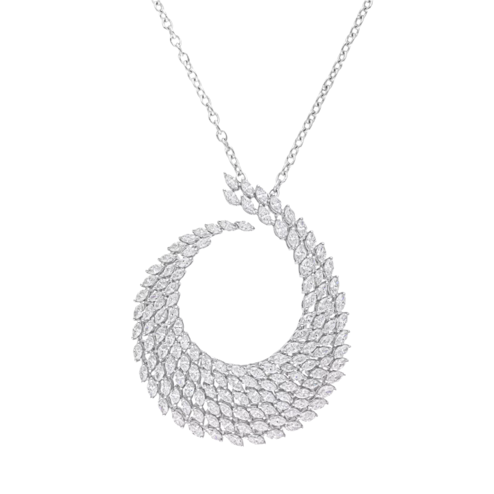 18k Solid White Gold Handmade Diamond Pendant 4.55 CTW