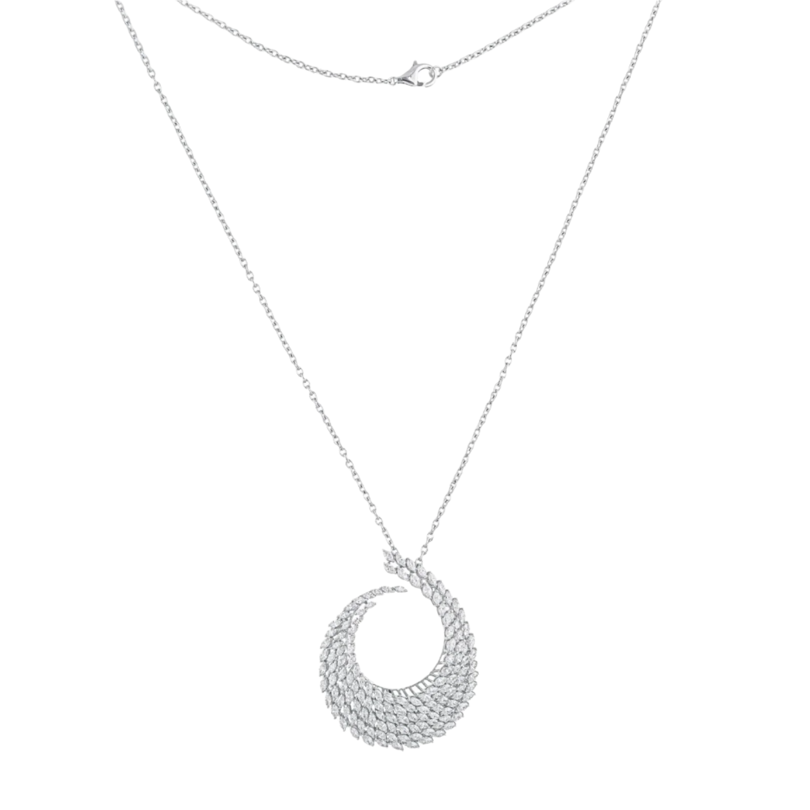 18k Solid White Gold Handmade Diamond Pendant 4.55 CTW