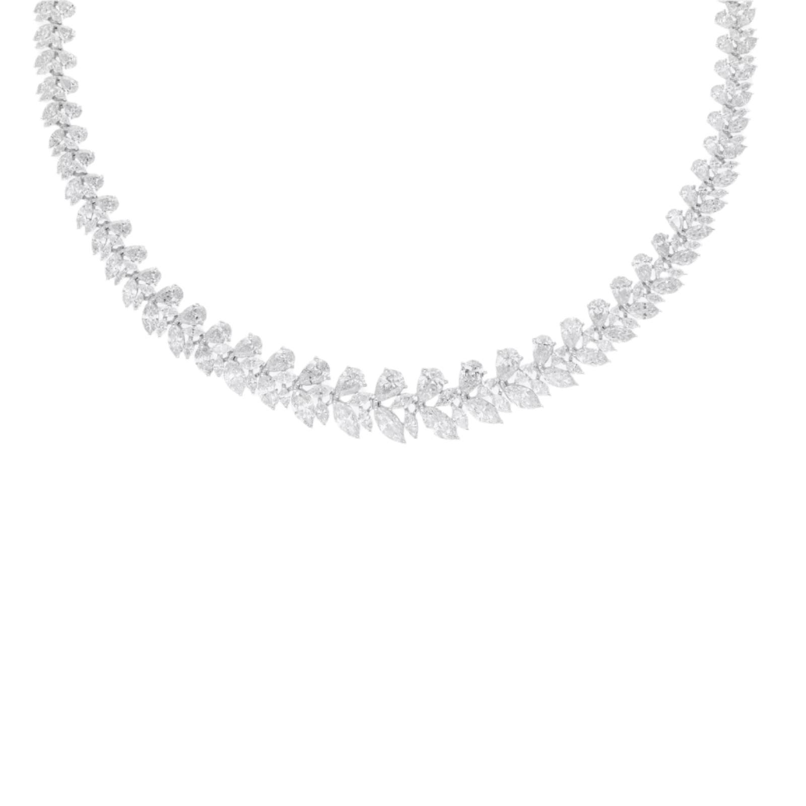 18k Solid White Gold Diamond Statement Necklace 27.55 CTW