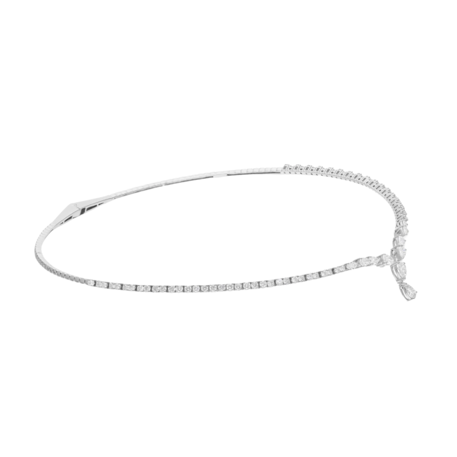 18k Solid White Gold Dimond Choker Necklace 4.50 CTW