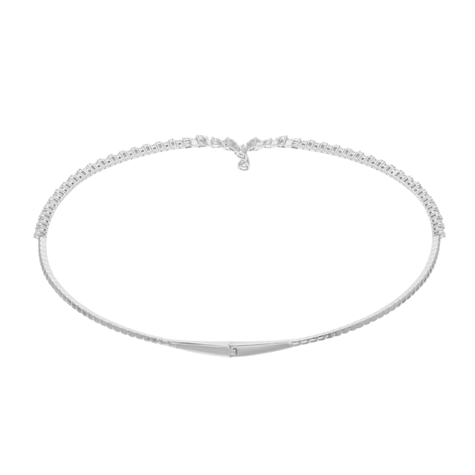 18k Solid White Gold Dimond Choker Necklace 4.50 CTW