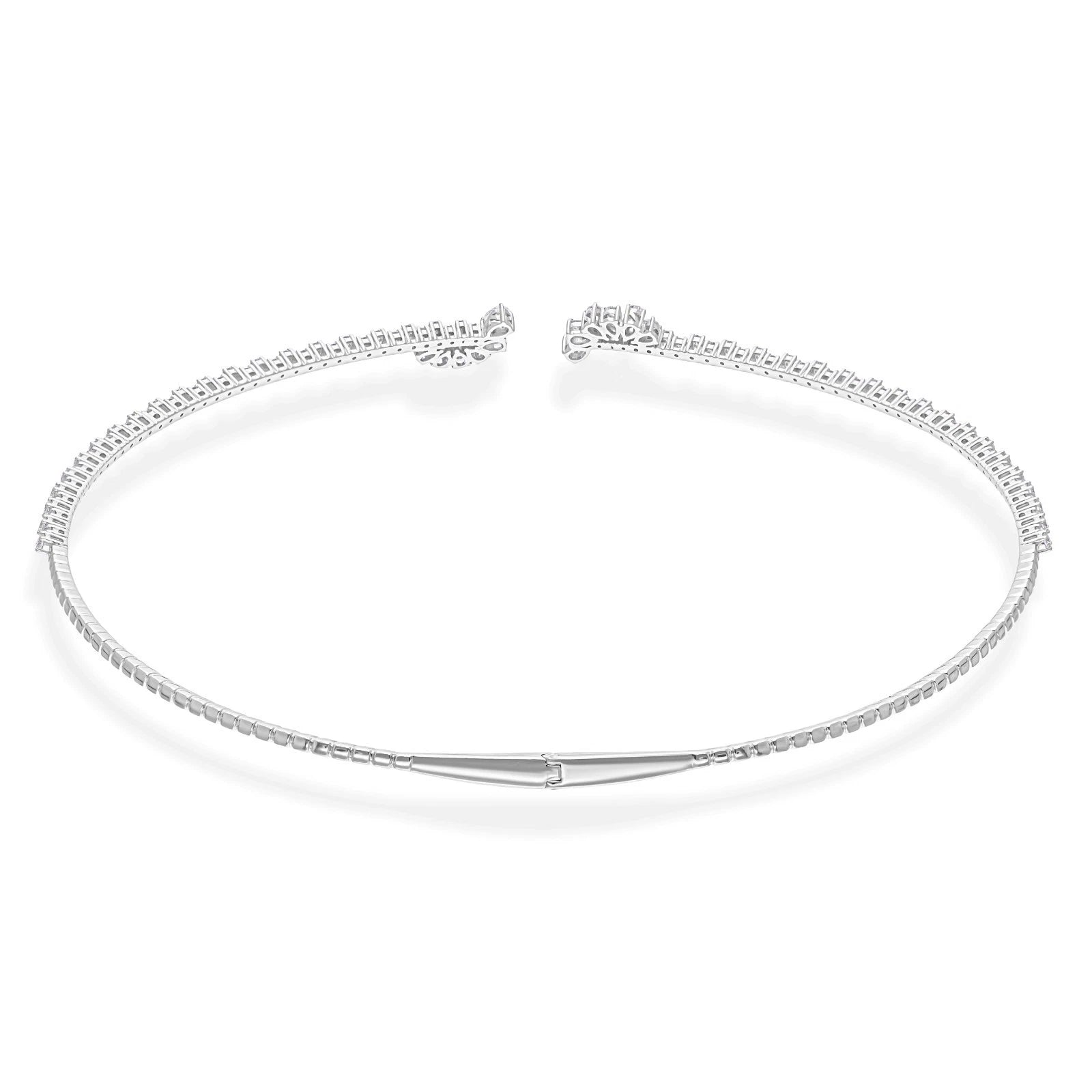 18k Solid White Gold Diamond Choker Necklace 3.65 CTW
