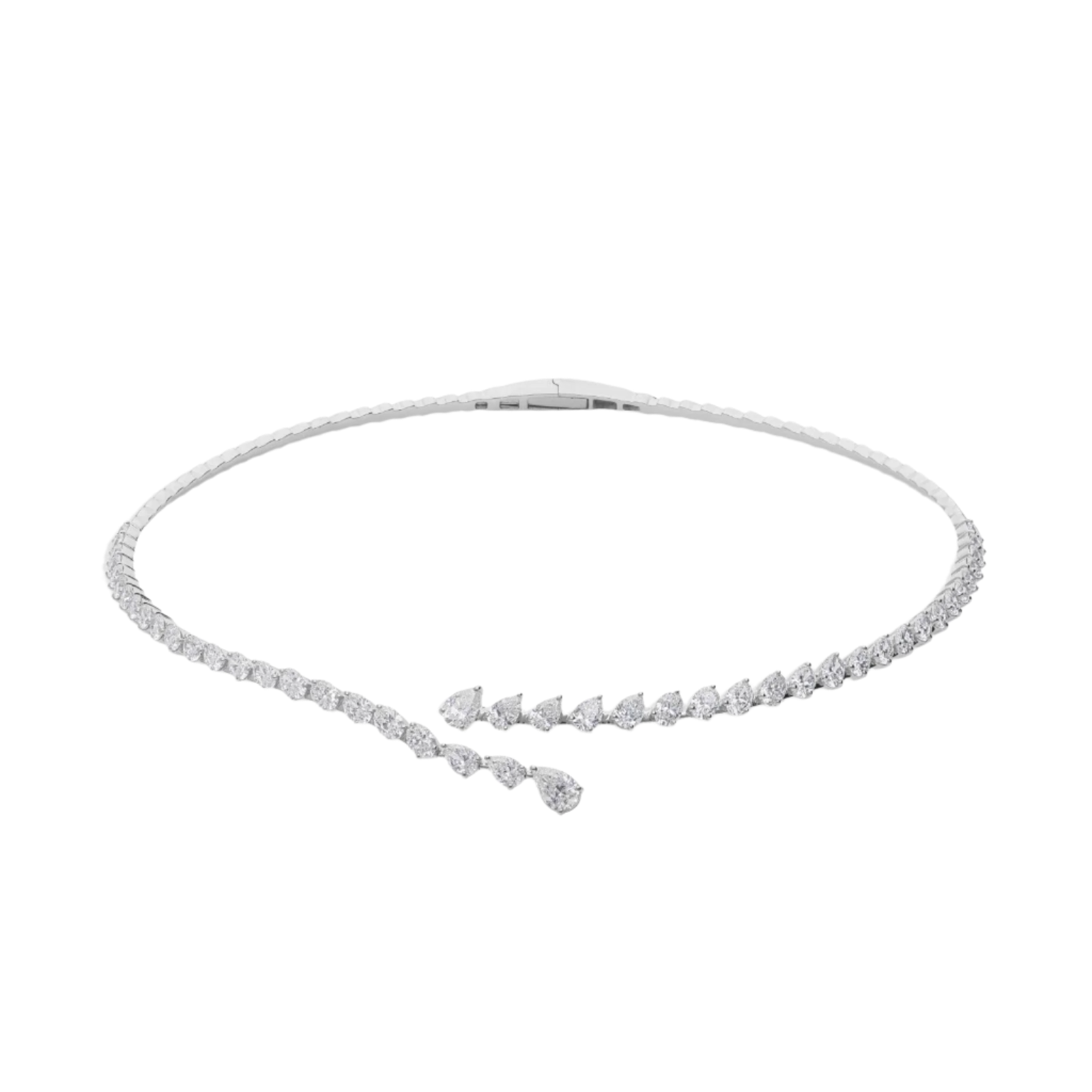 18k Solid White Gold Elegant Diamond Choker 6.95 CTW