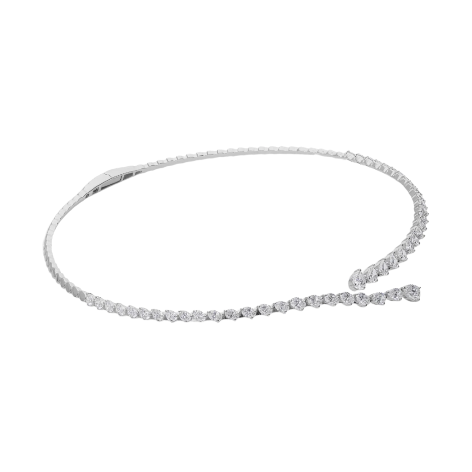 18k Solid White Gold Elegant Diamond Choker 6.95 CTW