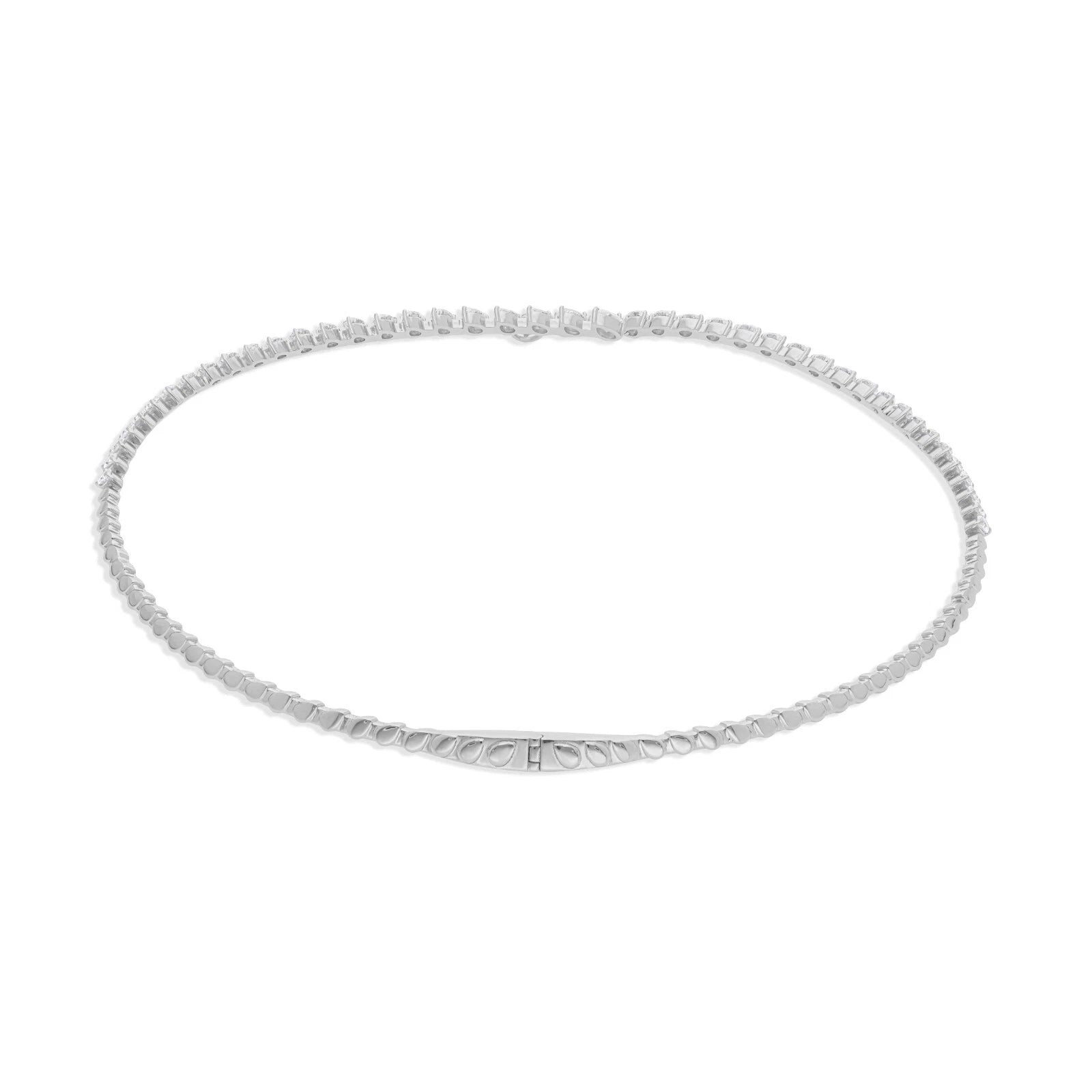 18k Solid White Gold Elegant Diamond Choker 6.95 CTW