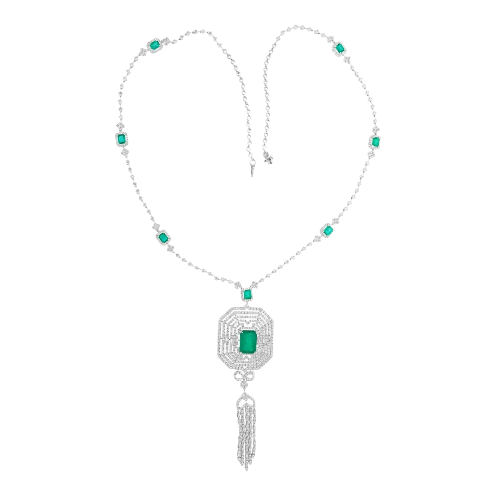 18k Solid White Handmade Gold Diamond Statement Necklace 19.08 CTW