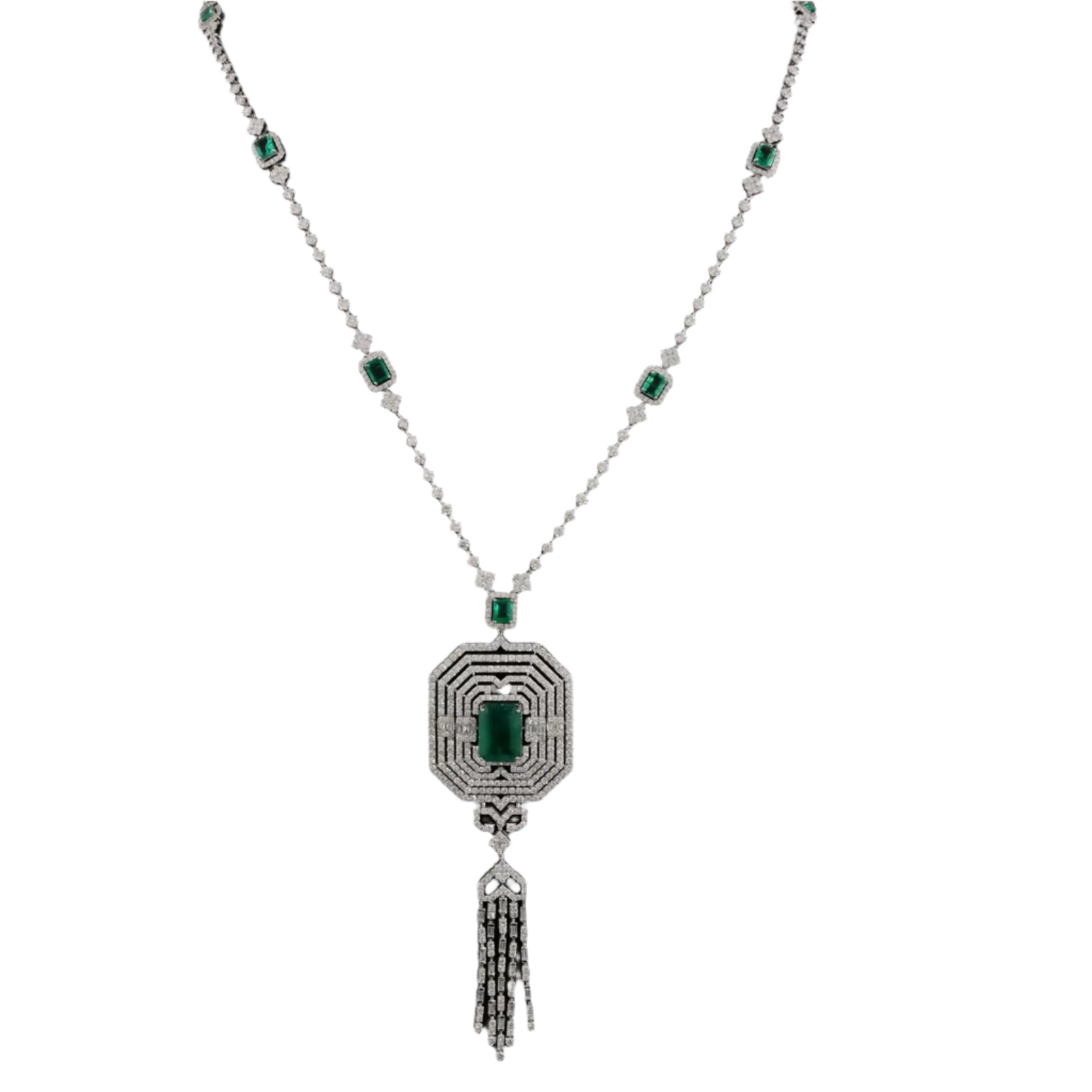 18k Solid White Handmade Gold Diamond Statement Necklace 19.08 CTW