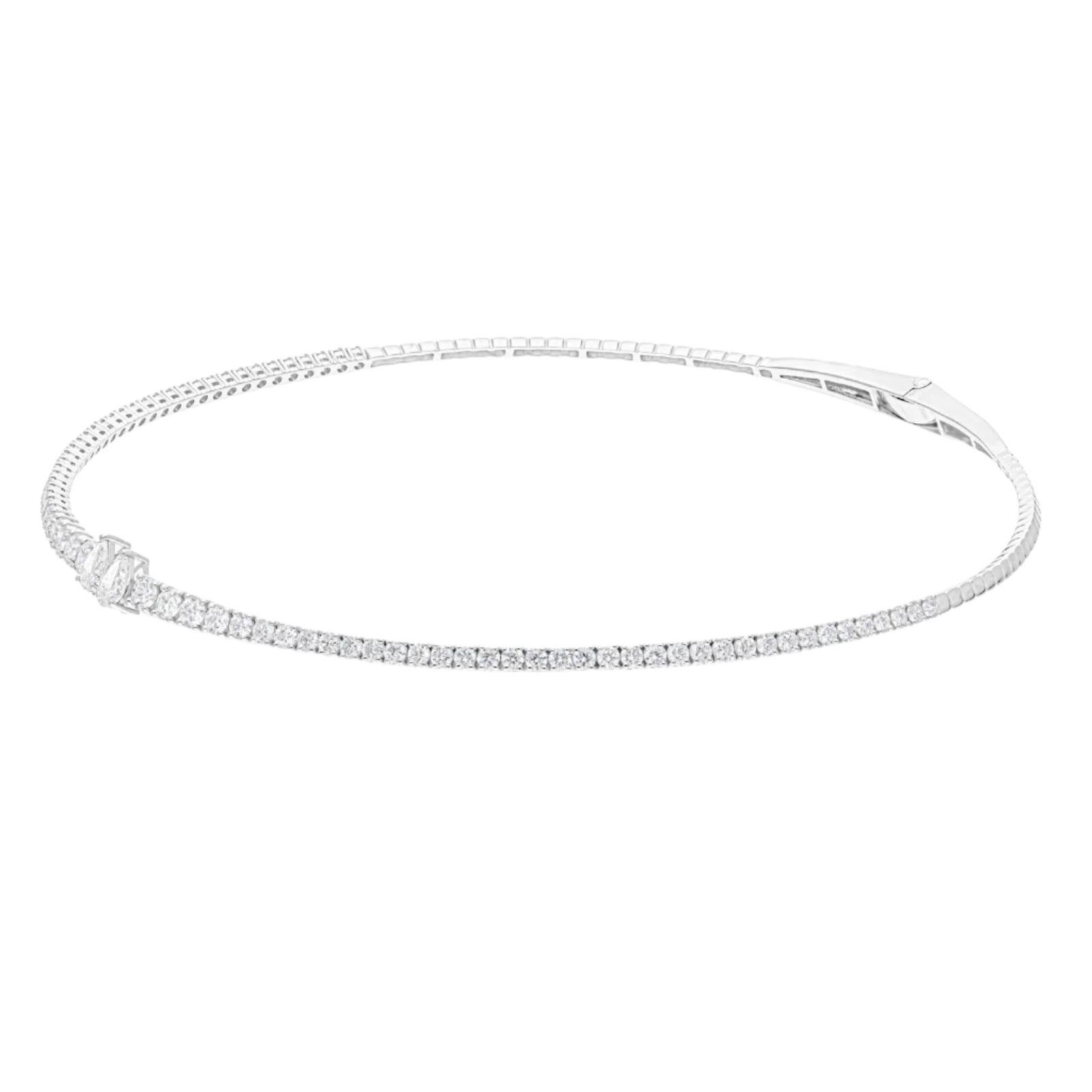 18k Solid White Gold Elegant Diamond Choker Necklace 7.75 CTW