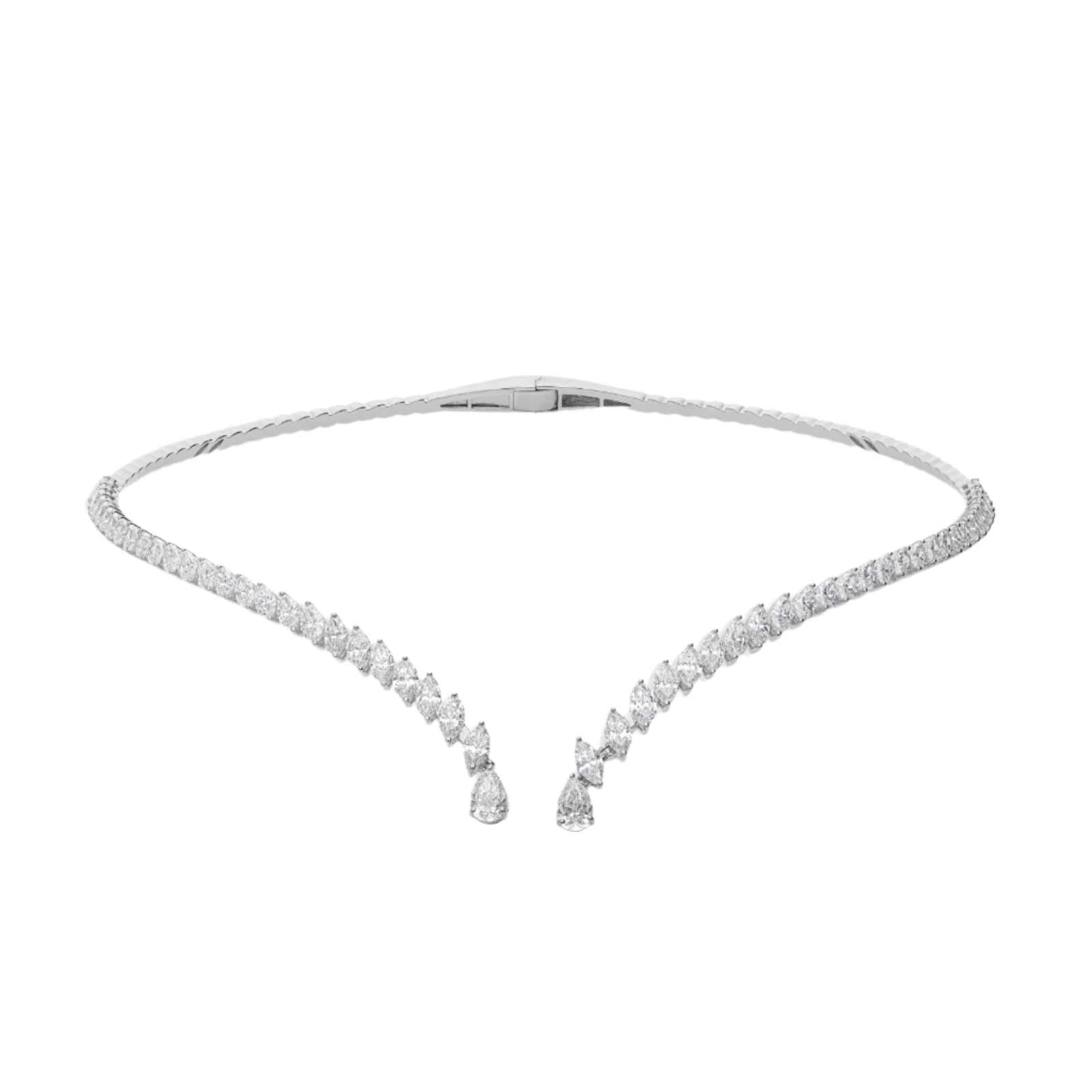 18k Solid White Gold Elegant Diamond Choker 6.55 CTW