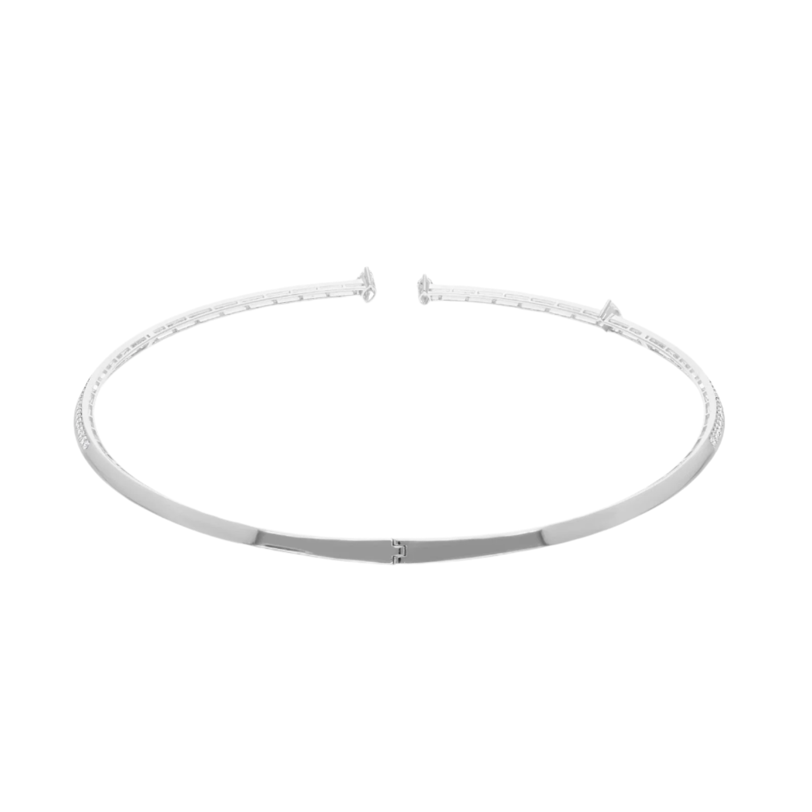 18k Solid White Gold Handmade Diamond Choker Necklace 3.80 CTW