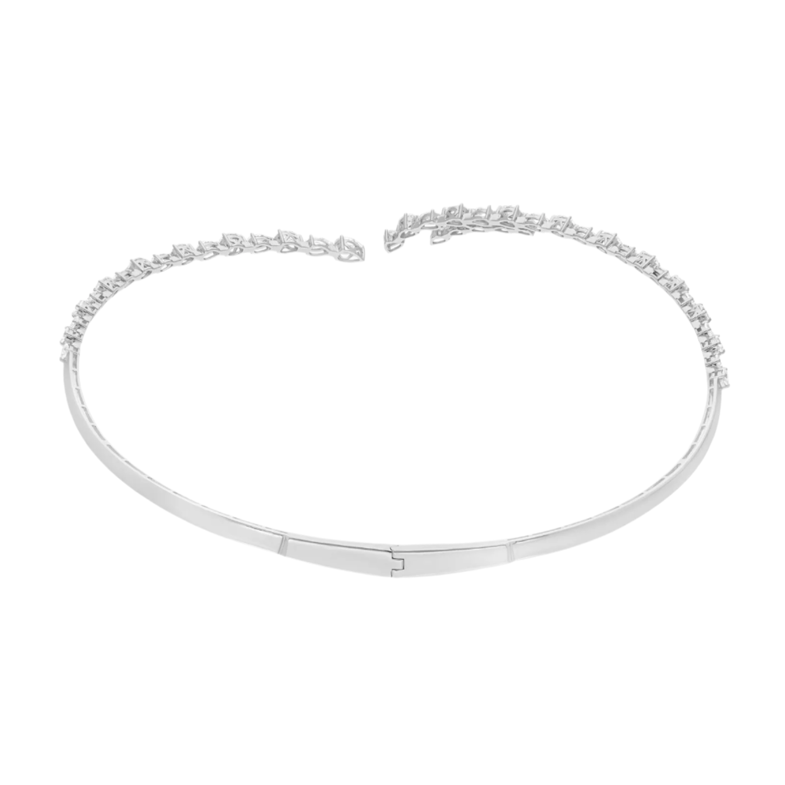 18k Solid White Gold Pear- Shaped Diamond Cocker Necklace 8.95 CTW