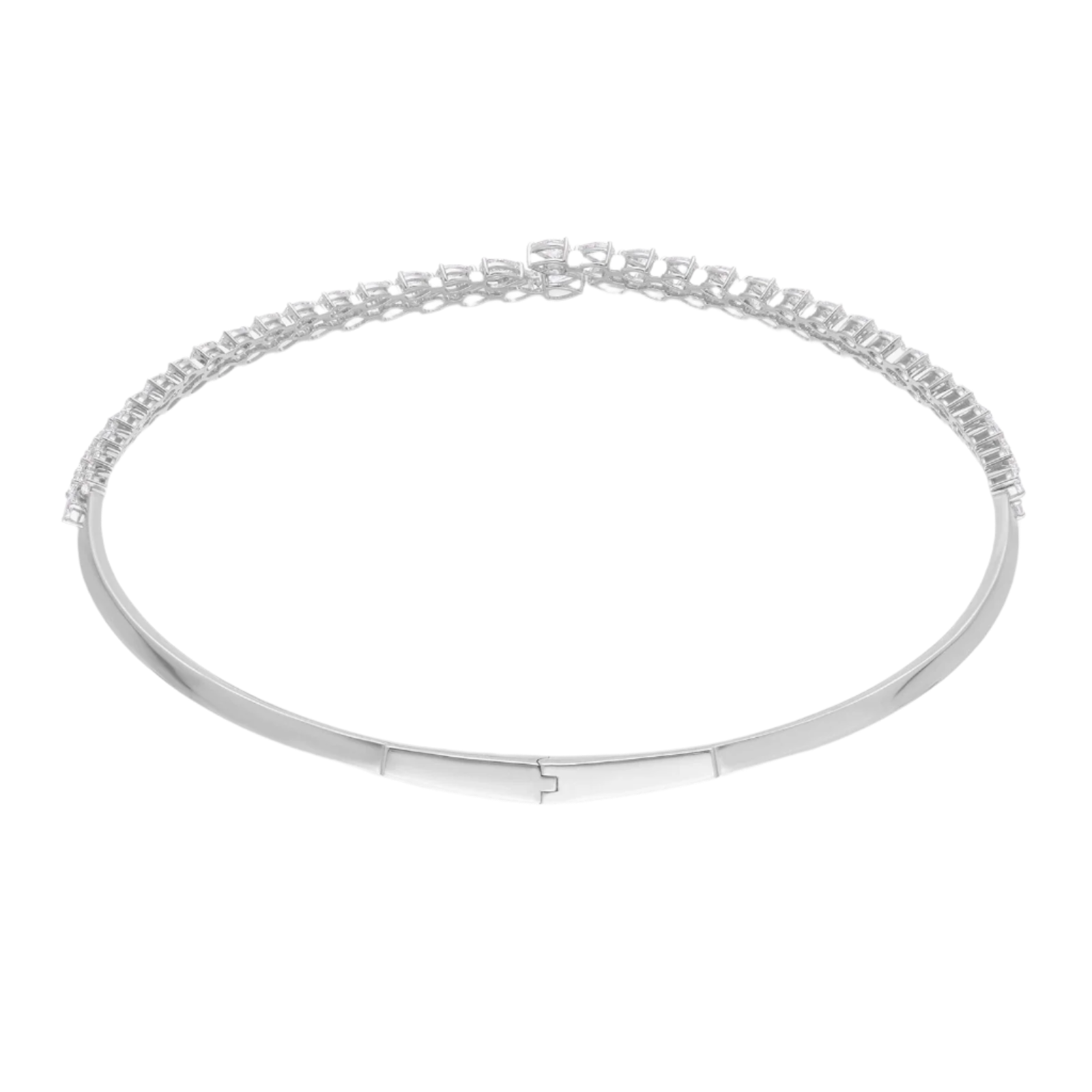 18k Solid White Gold Diamond Decorated Statement Necklace 7.85