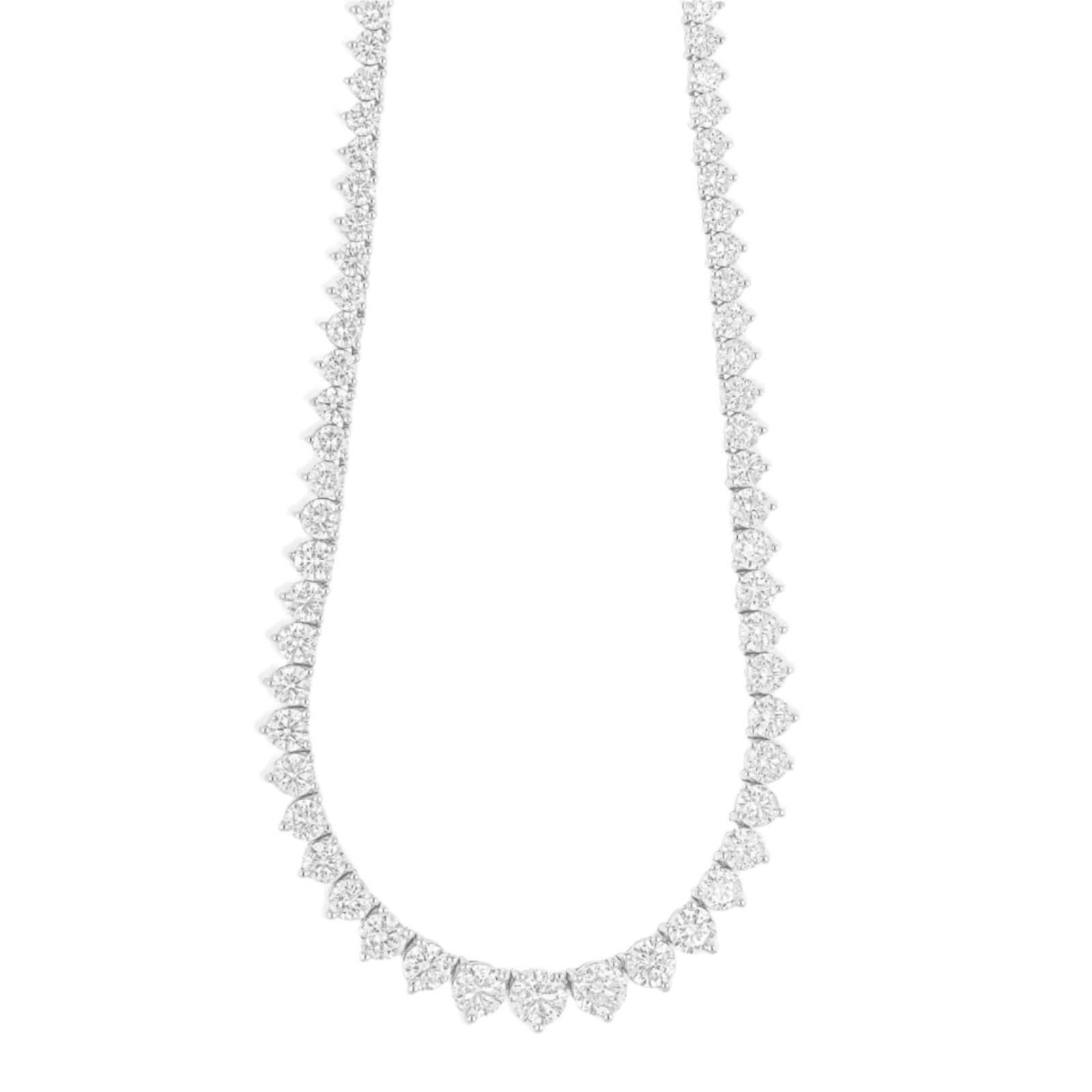 18k Solid White Gold Classic Diamond Riviera Necklace 12.55 CTW