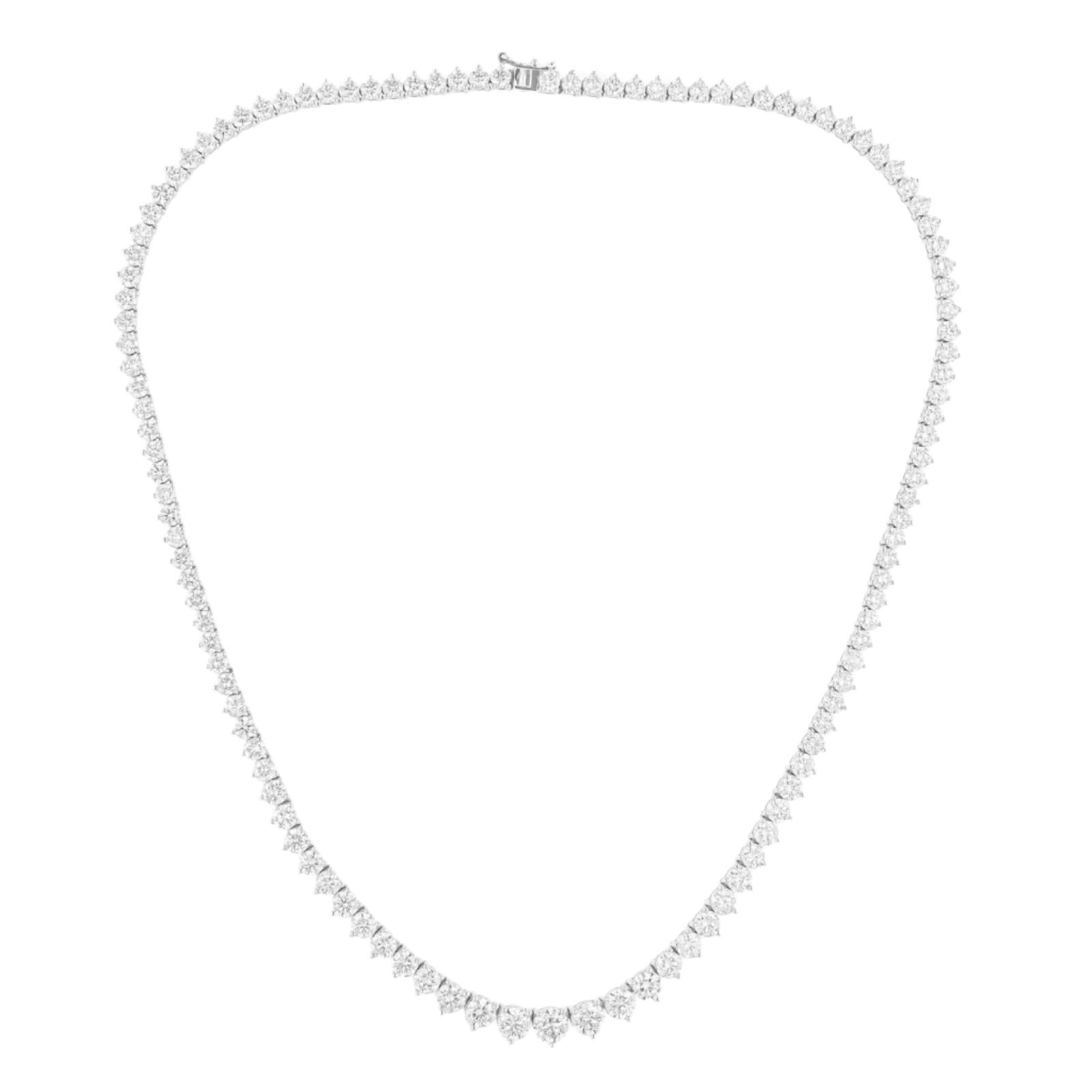 18k Solid White Gold Classic Diamond Riviera Necklace 12.55 CTW