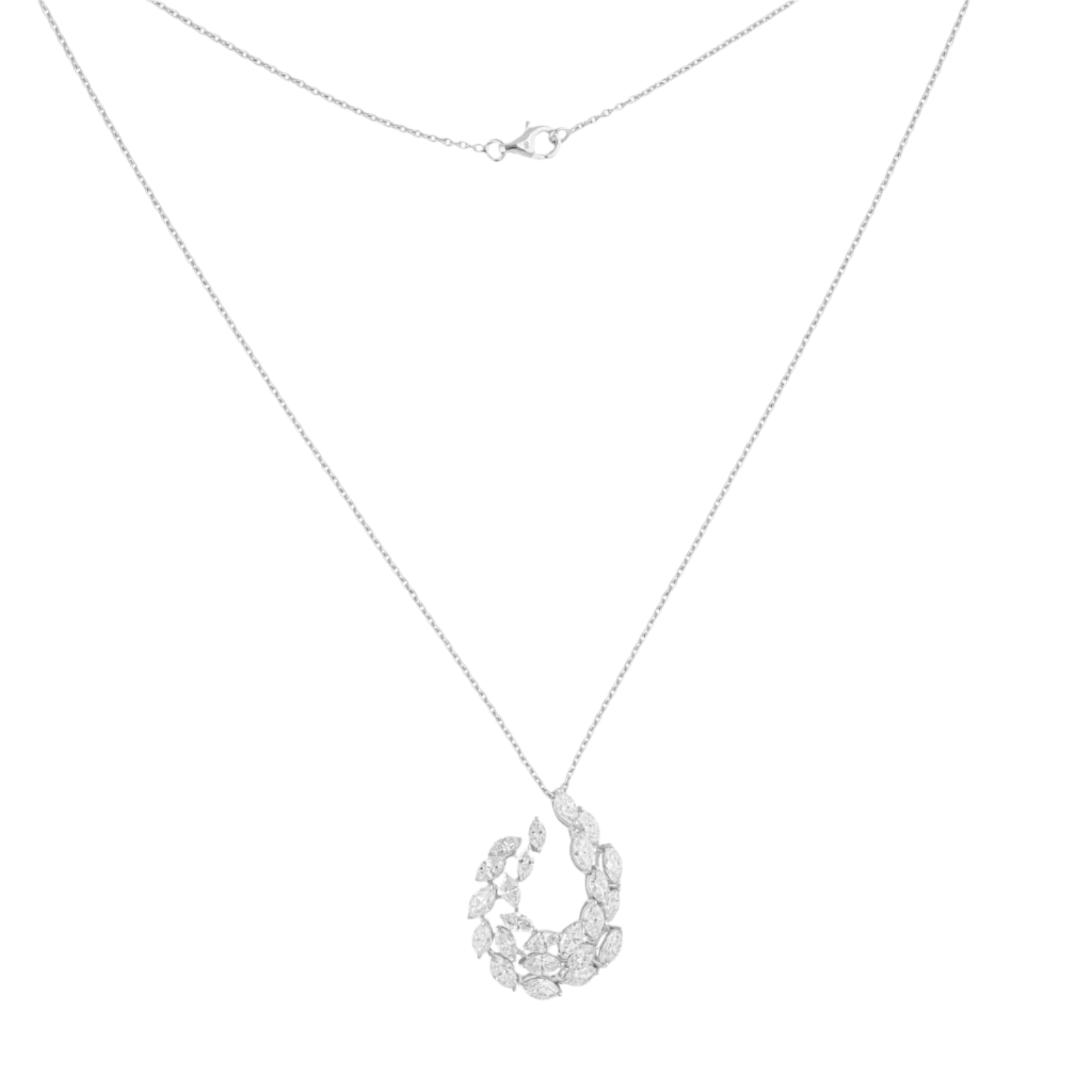 18k Solid White Gold Diamond Cluster Pendant 3.55 CTW