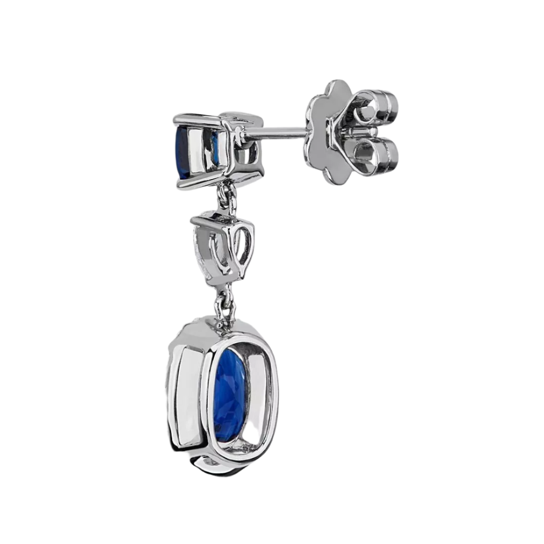 18k Solid White Gold Exquisite Royal Blue Sapphire and Diamond Drop Earrings 12.77 CTW