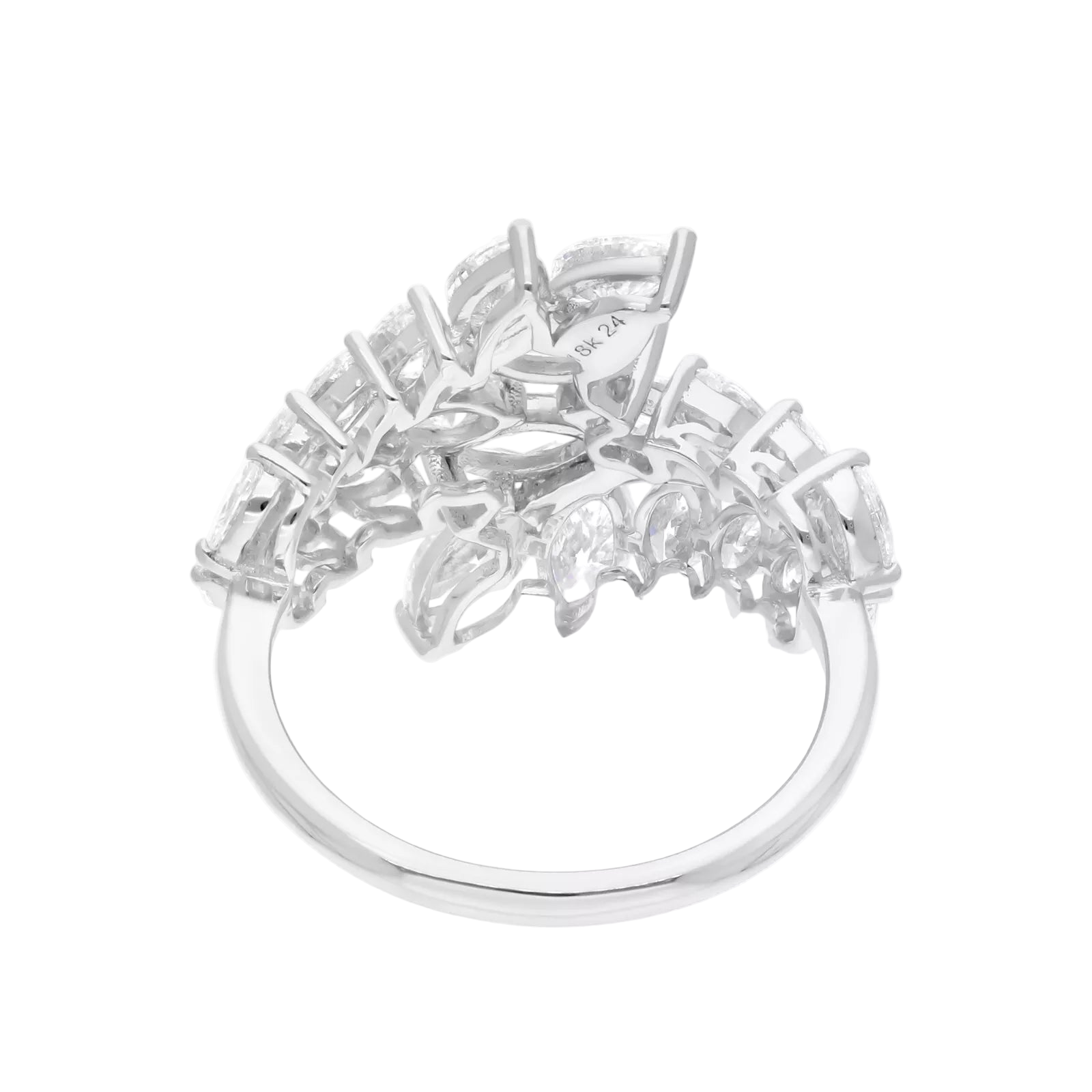 18k Solid White Gold Marquise-Cut Diamond Cocktail Ring 4.25 CTW