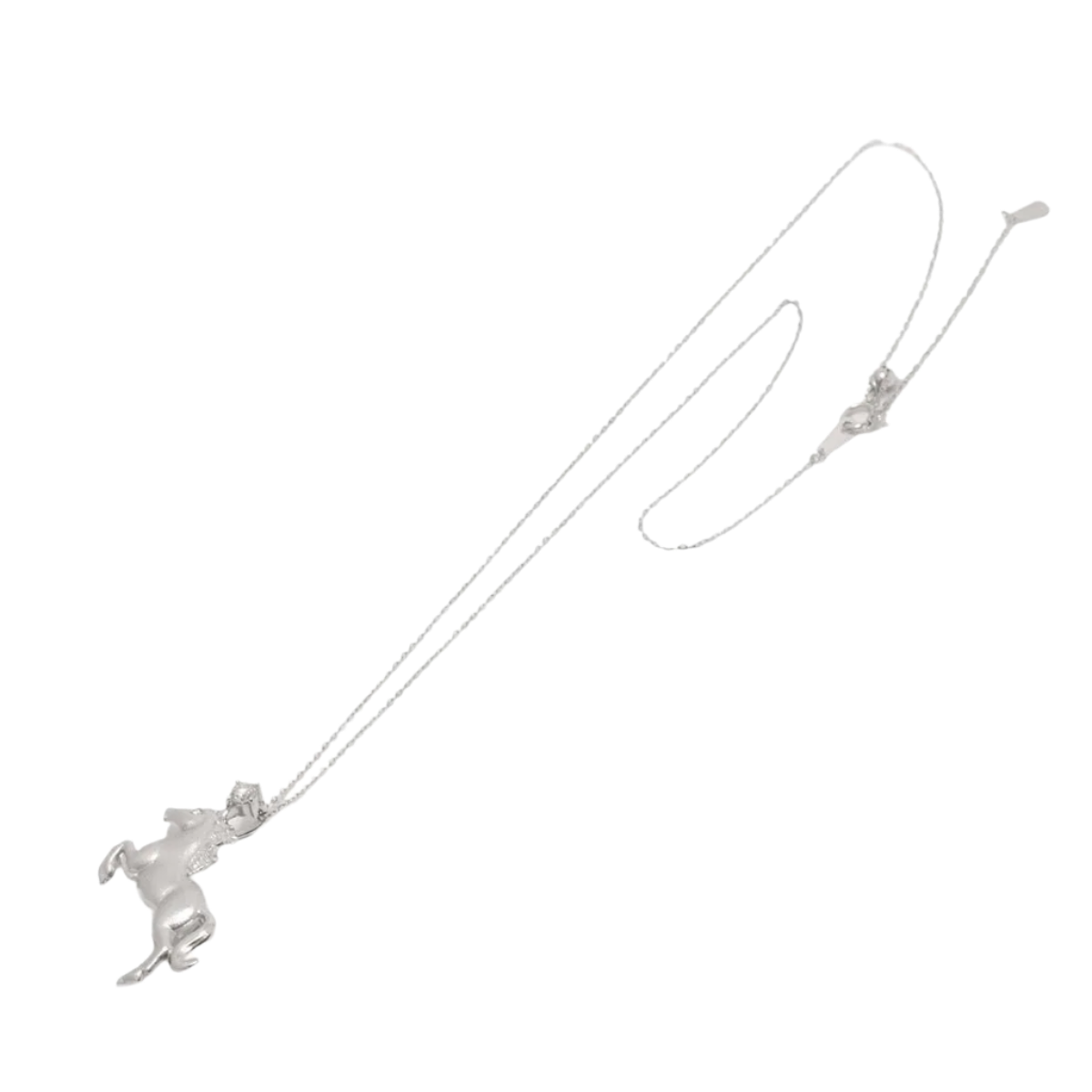 Diamond 0.20ct/0.01ct Horse Necklace in 18k Solid White Gold