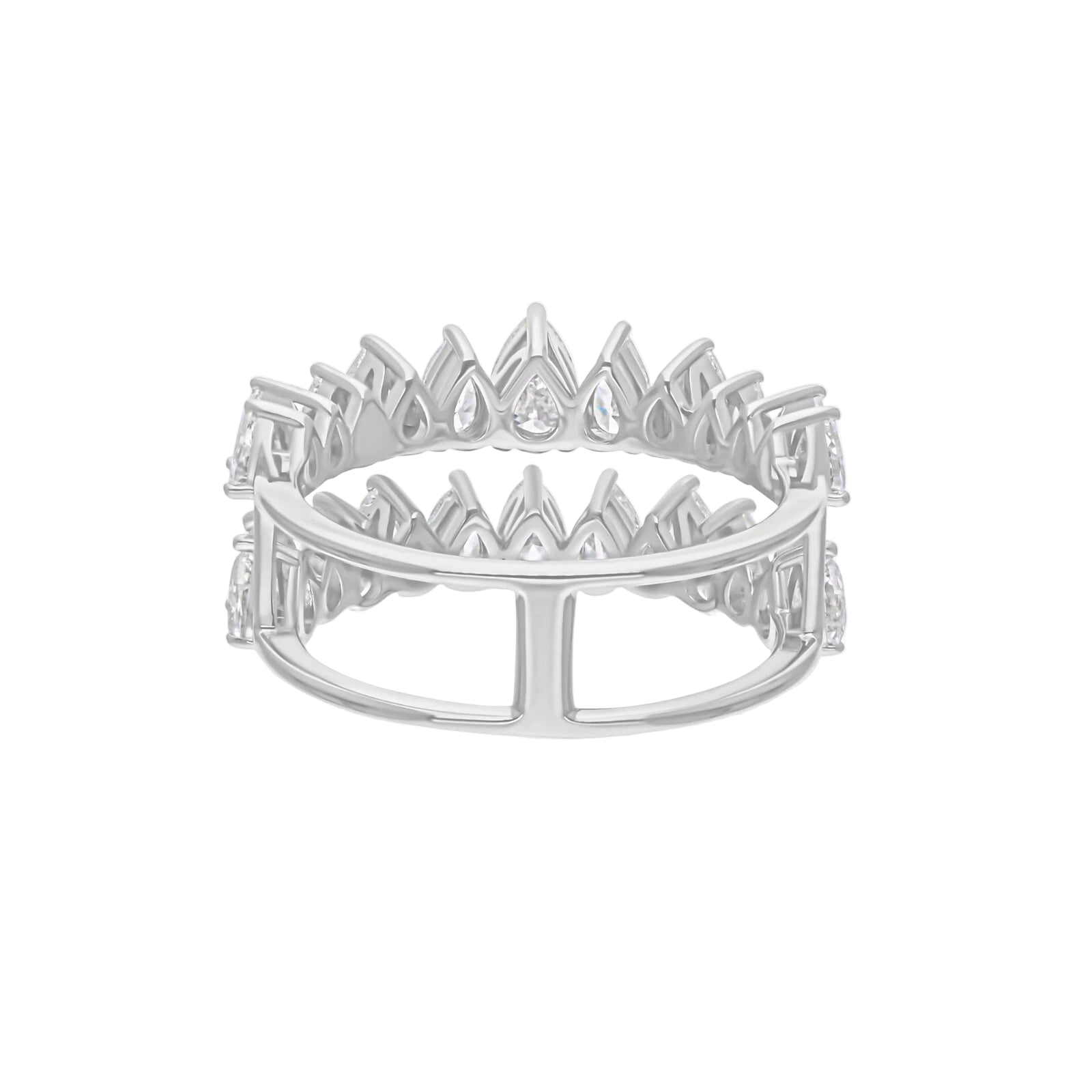 18k Solid White Gold Pear-Shaped Diamond Decorated Cocktail Ring 3.87 CTW