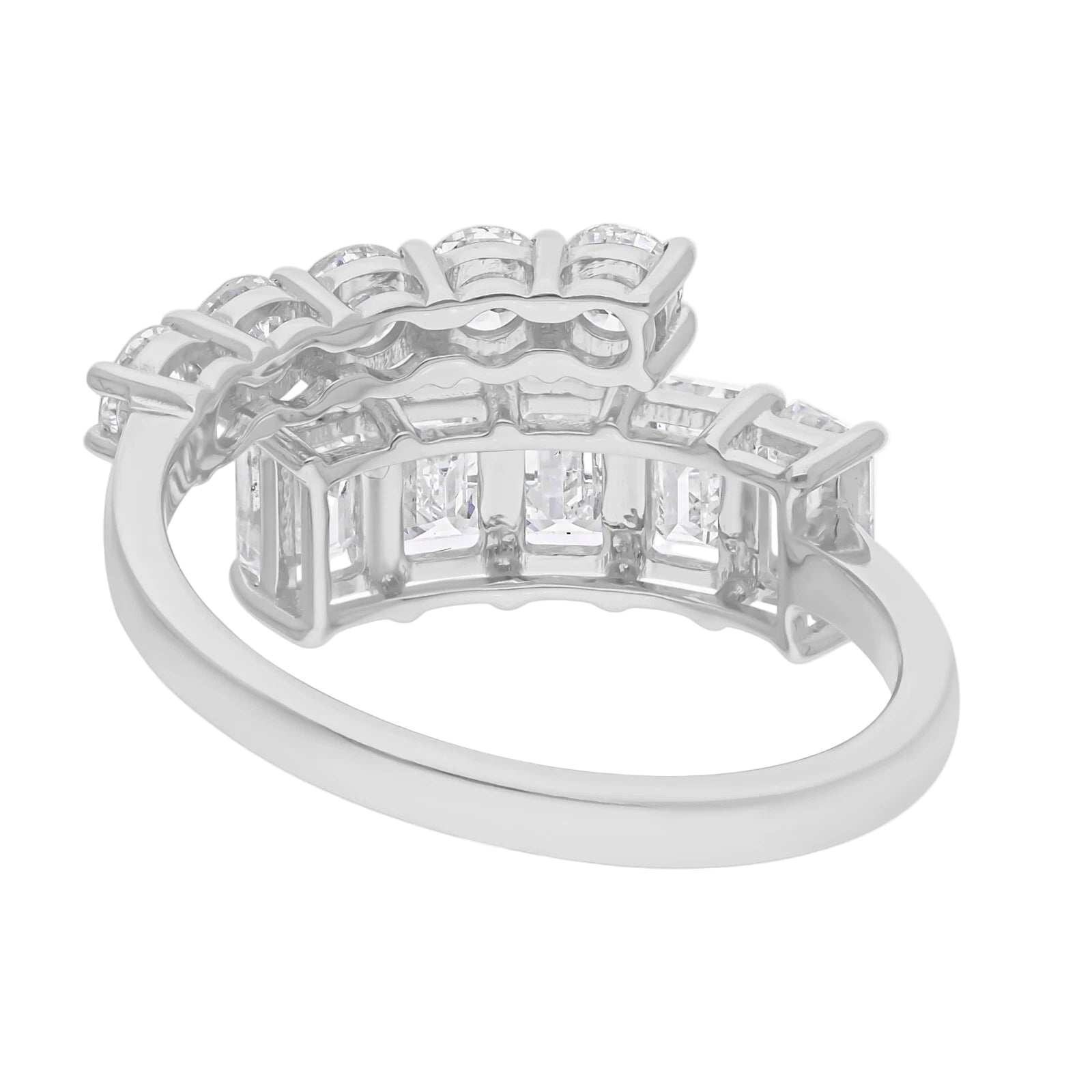 18k Solid White Gold Multi-Shape Diamond Cocktail Ring 2.77 CTW