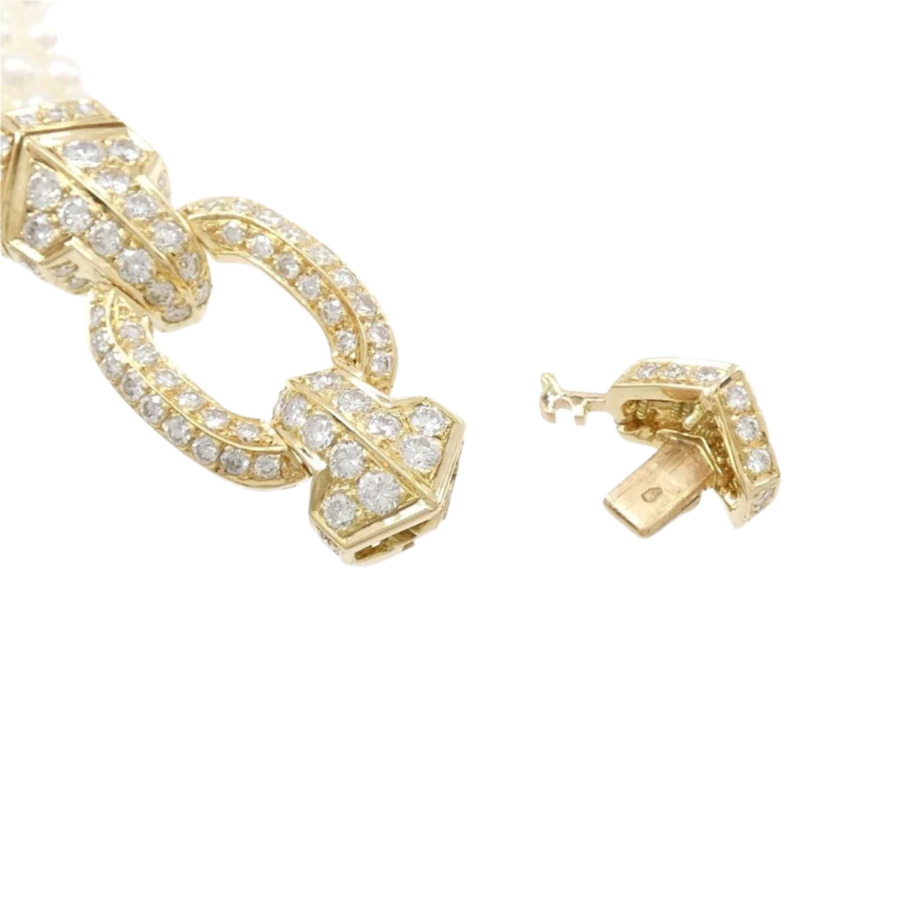 Cartier Akoya Pearl Bracelet in 18k Yellow Gold with Diamonds