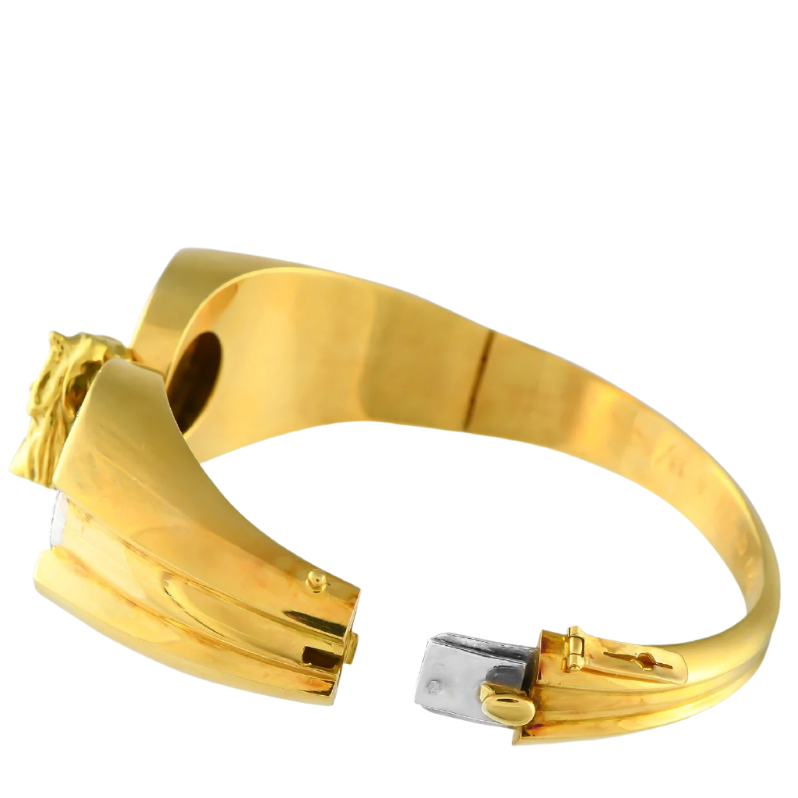 18K Solid Yellow Gold Diamond and Sapphire Vintage Horse Bracelet 1.95 CTW