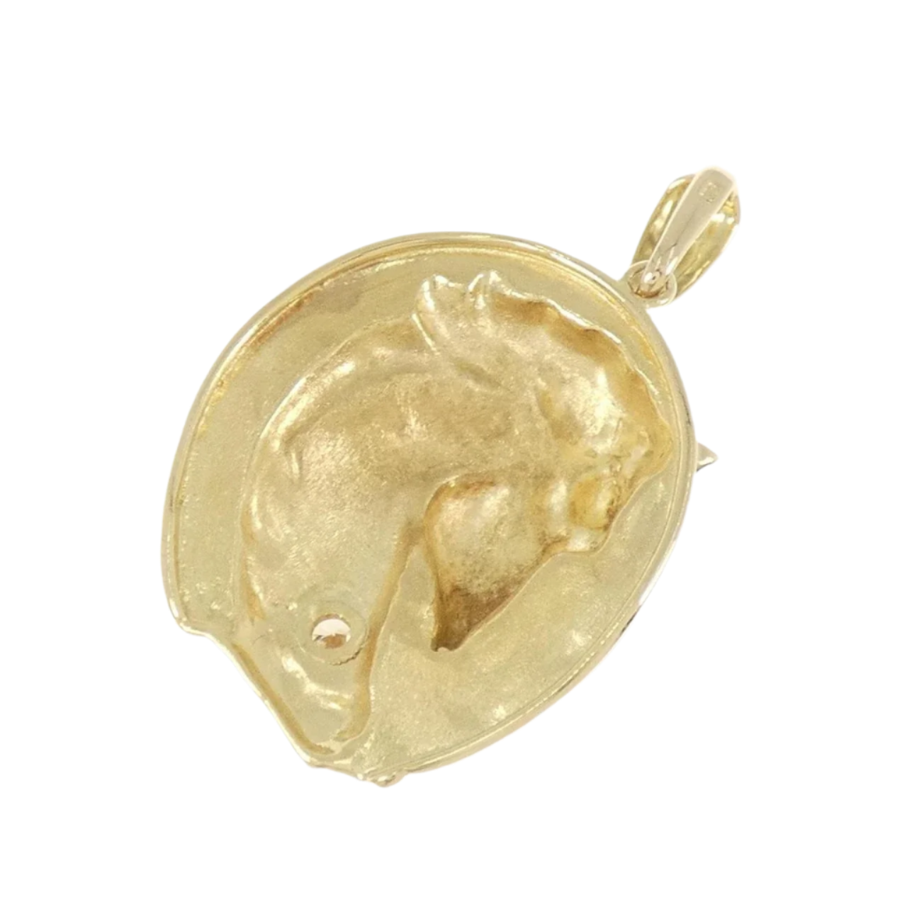 18k Solid Yellow Gold Horse Diamond Pendant