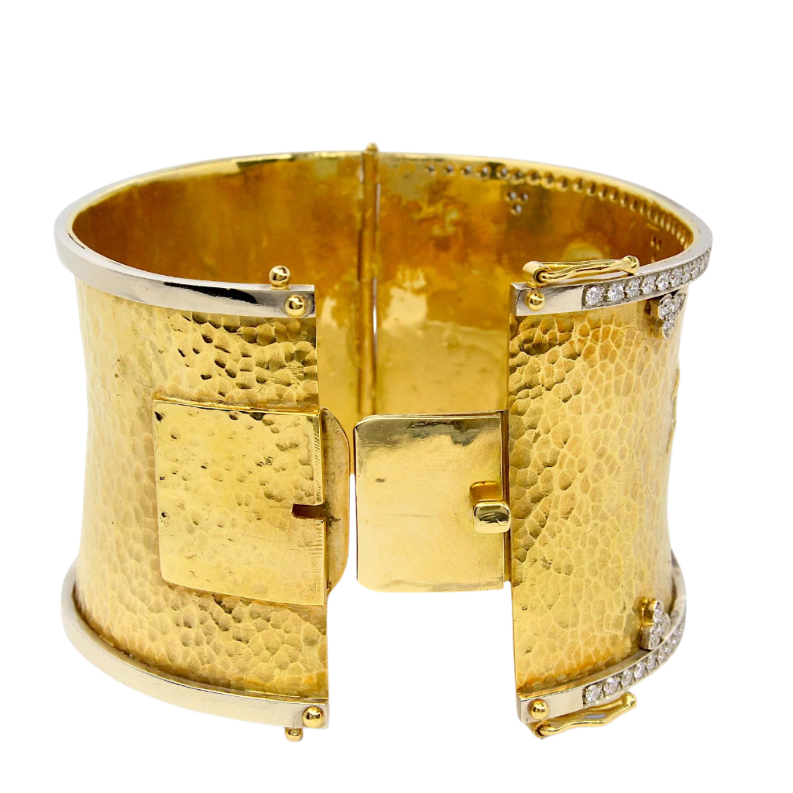 18K Solid Yellow Gold Diamond Horse Bangle Bracelet with Diamonds 165g