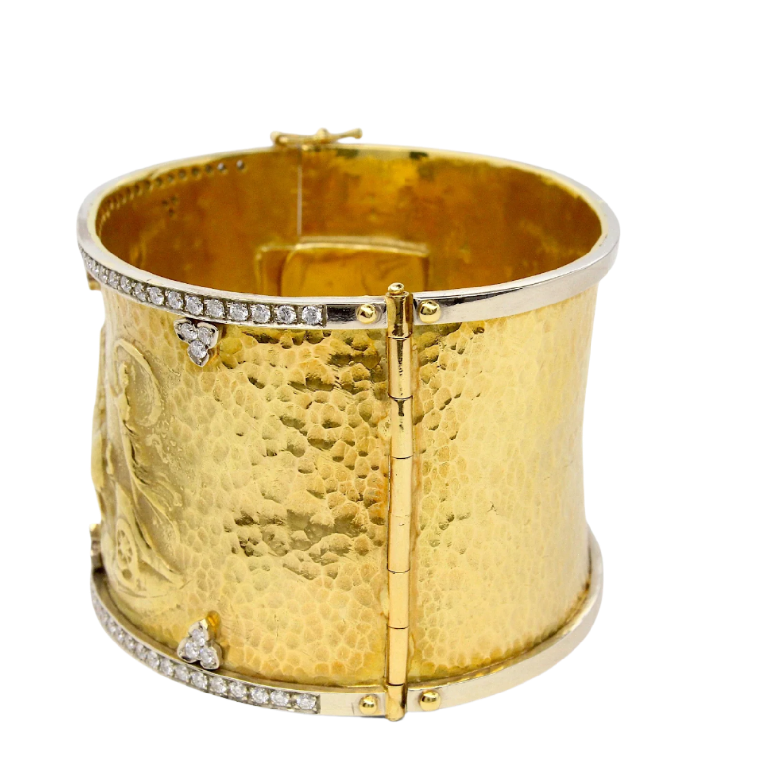 18K Solid Yellow Gold Diamond Horse Bangle Bracelet with Diamonds 165g