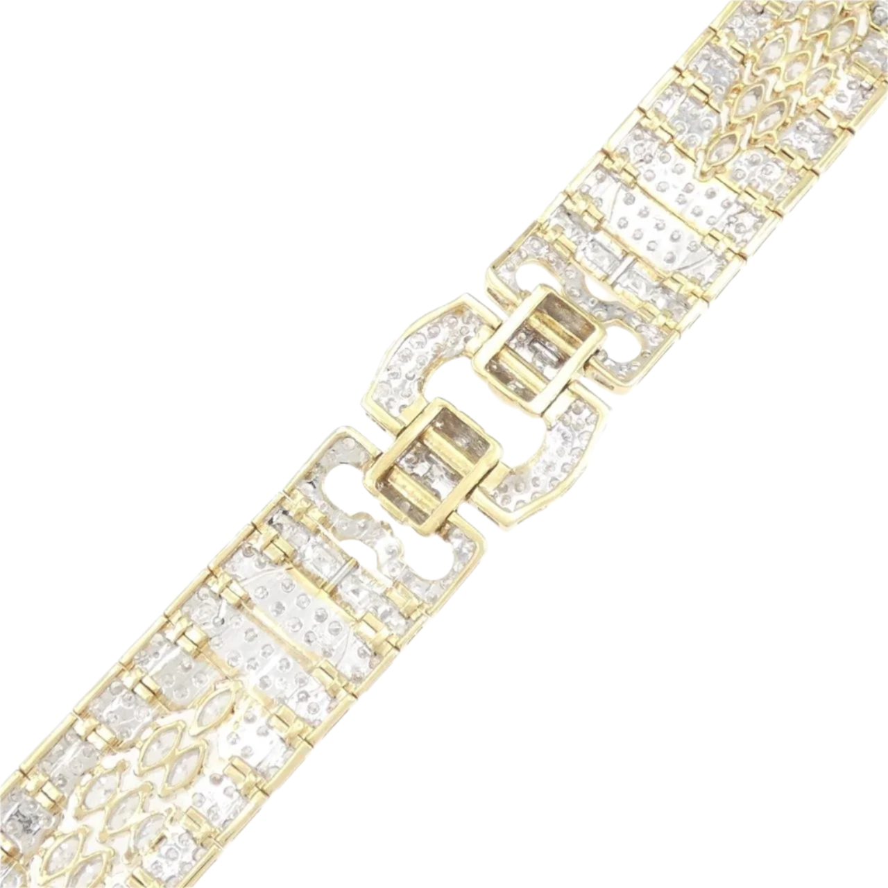 18k Solid Yellow Gold Vintage Bracelet with Diamonds 10.80 CTW