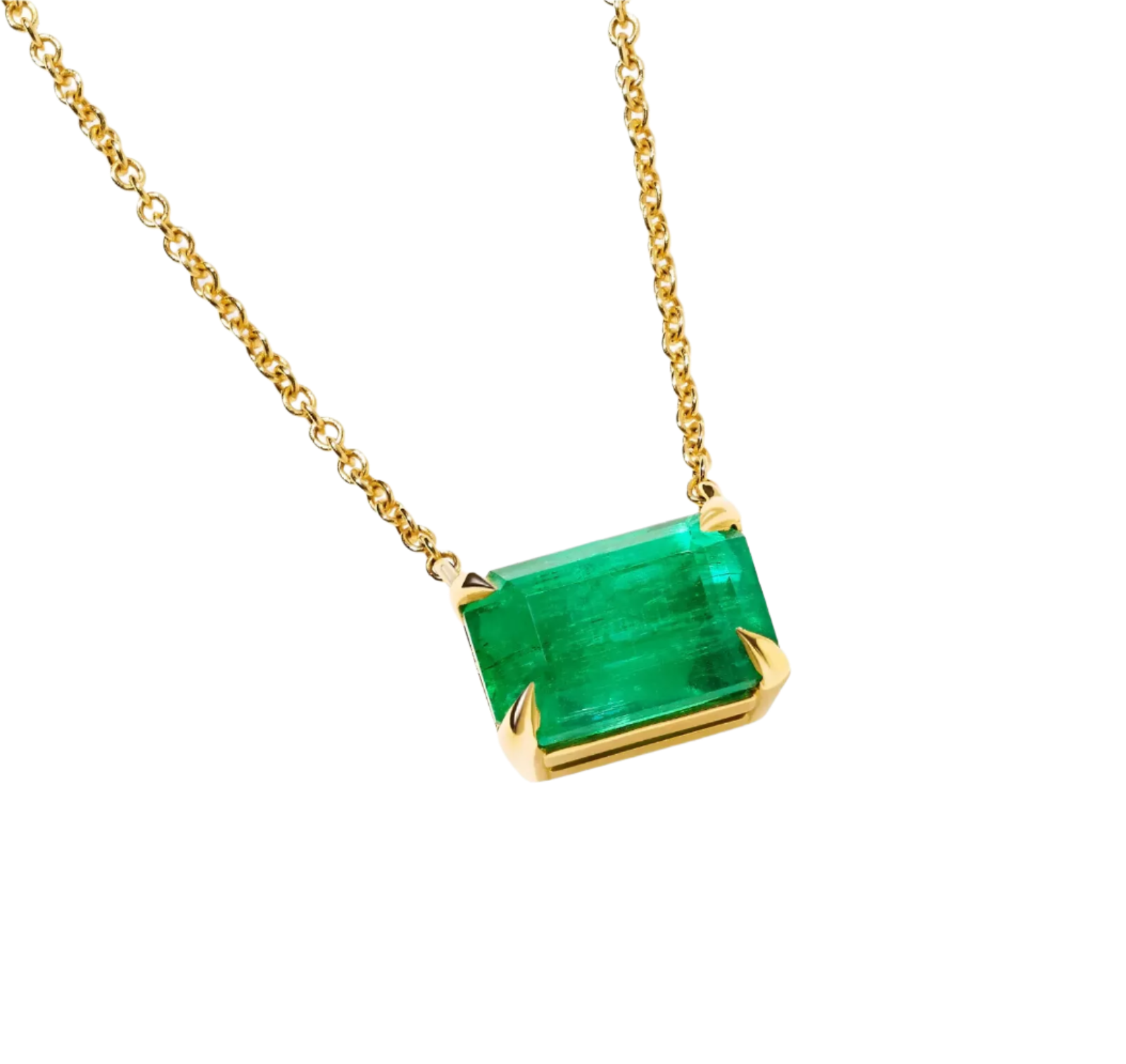 18k Solid Yellow Gold Colombian Emerald Unisex Pendant 3.55 CTW