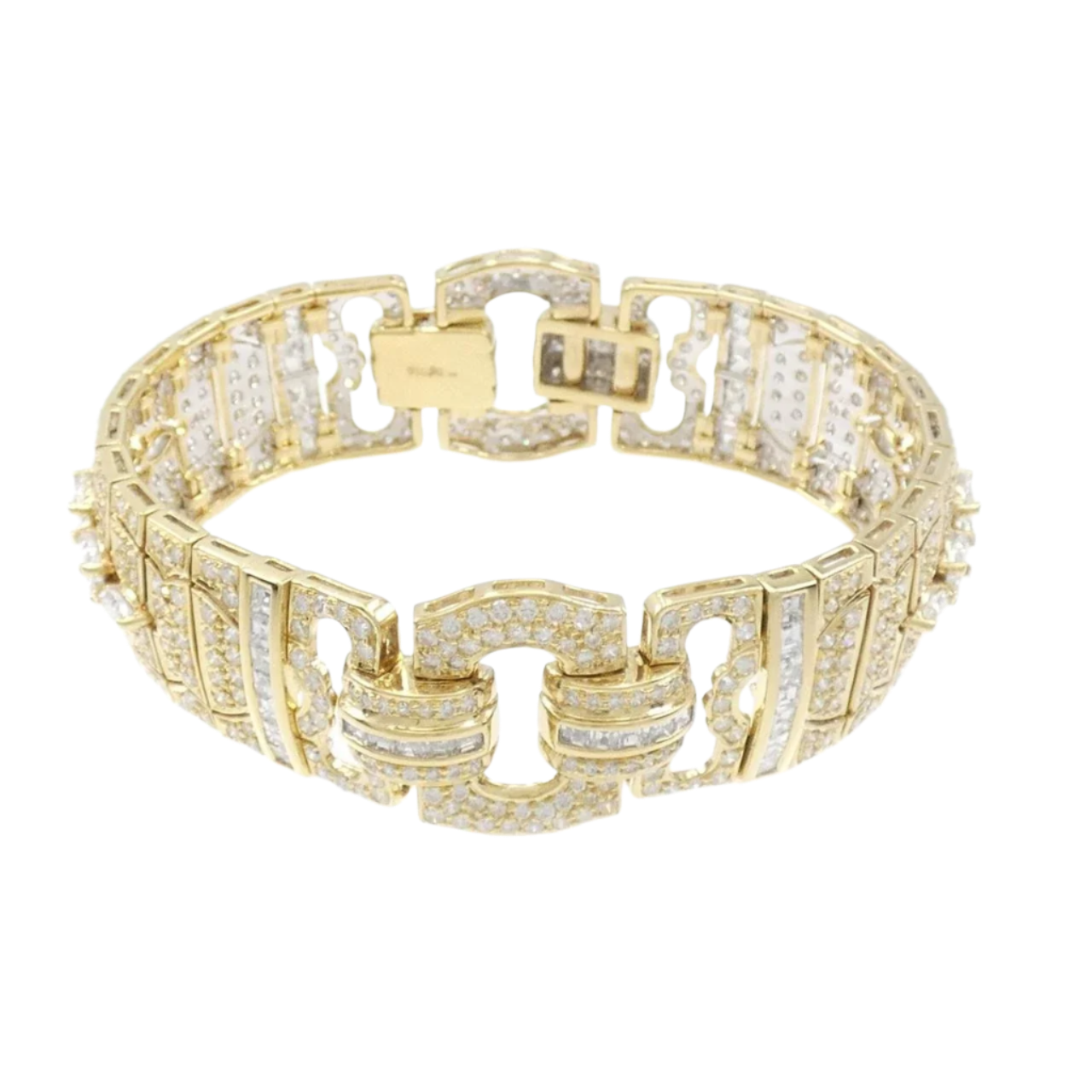 18k Solid Yellow Gold Vintage Bracelet with Diamonds 10.80 CTW
