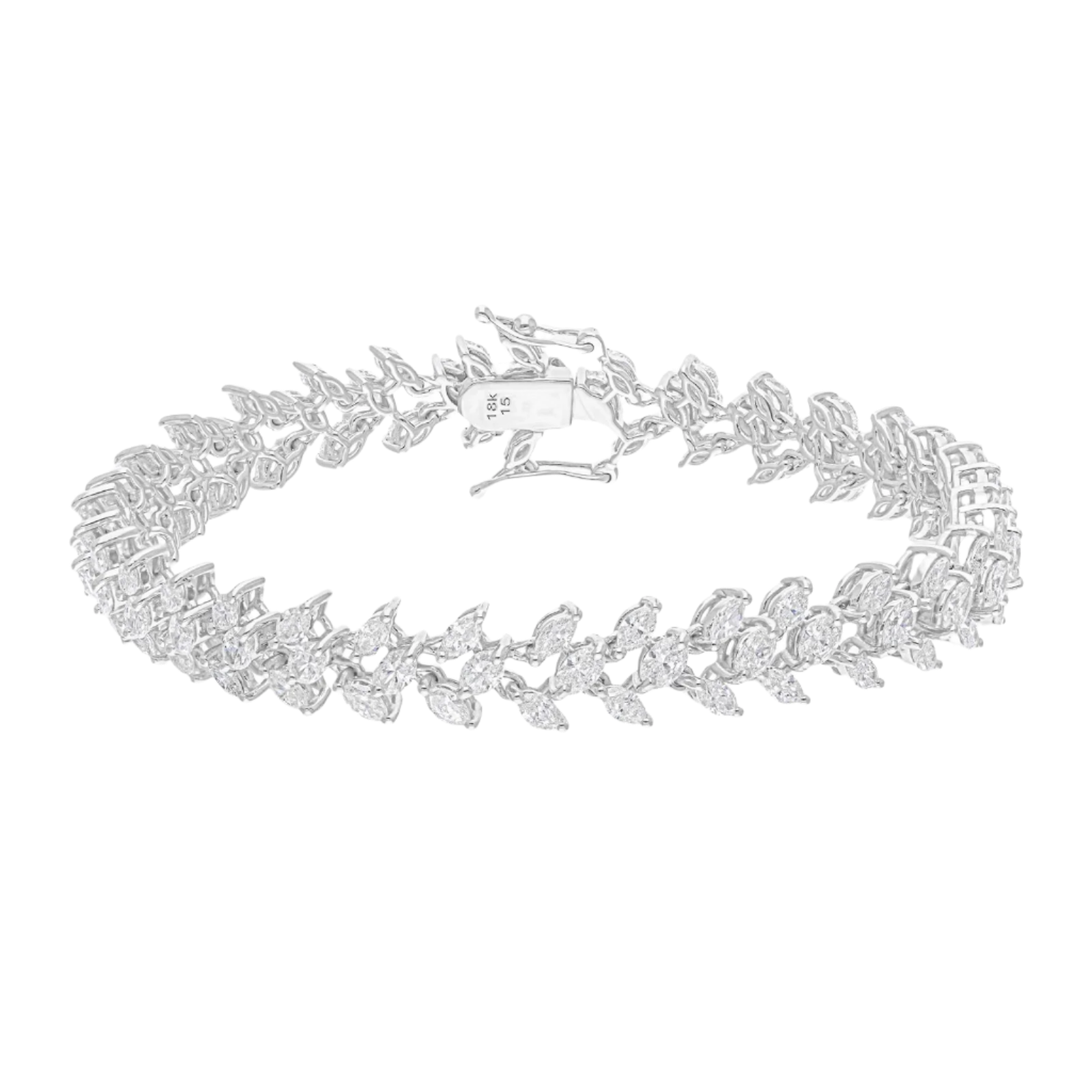 18k Solid White Gold Exquisite Marquise Diamond Bracelet 7.45 CTW